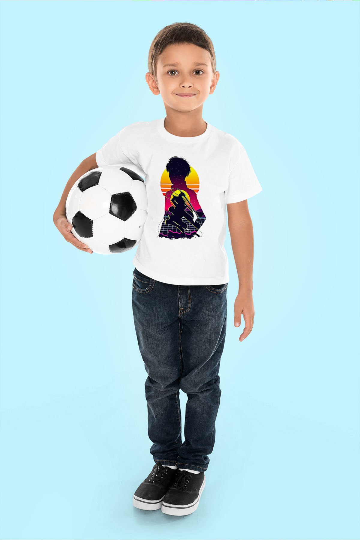 Eren Jaeger Baskılı Beyaz Unisex Beyaz Çocuk Tişört - Tshirt