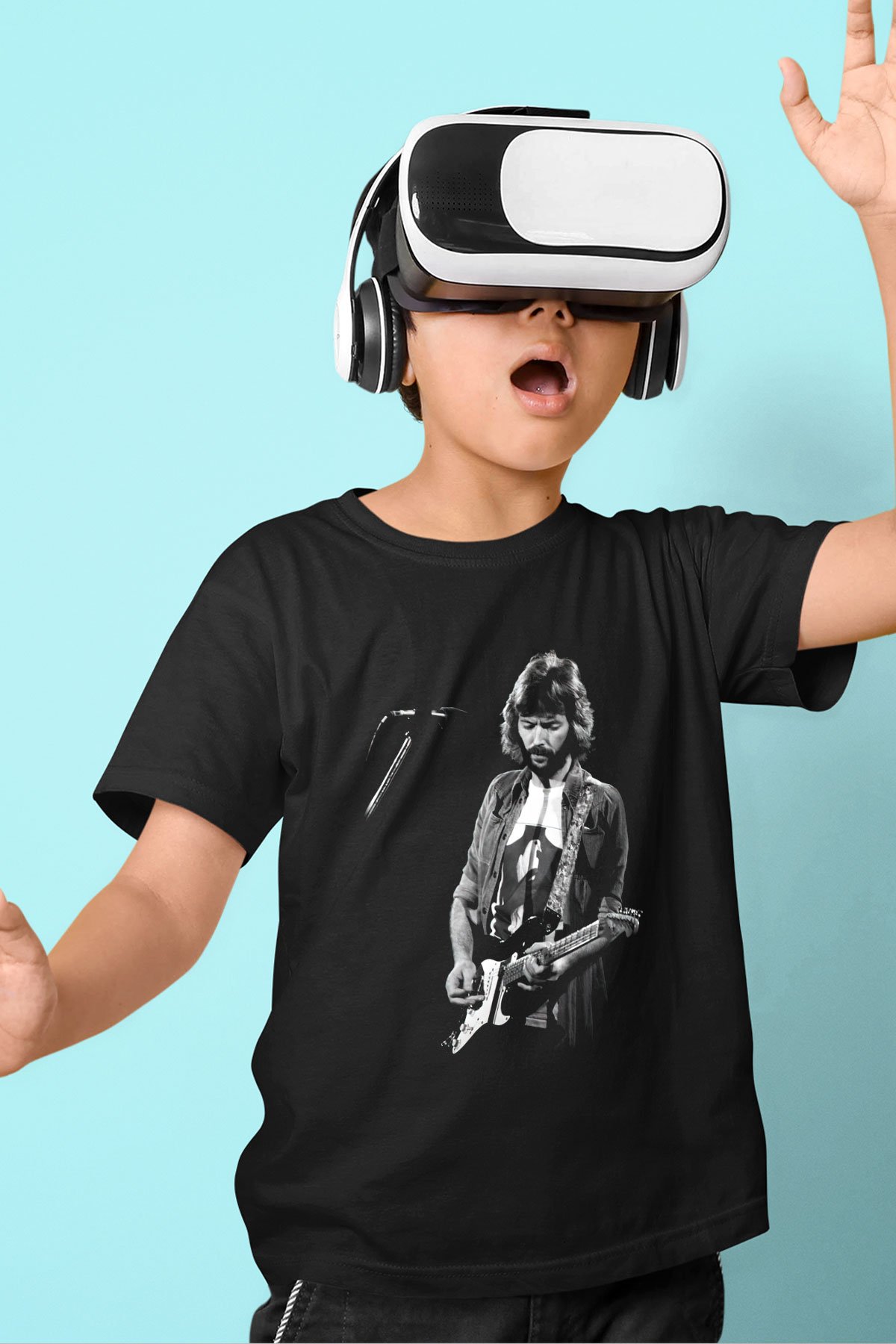 Eric Clapton Baskılı Siyah Unisex Çocuk Tişört