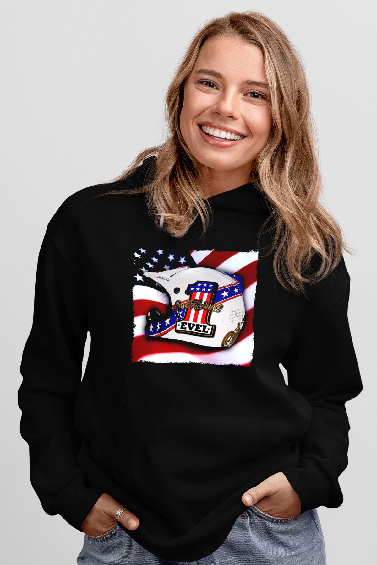 Evel Knievel Siyah Unisex Hoodie