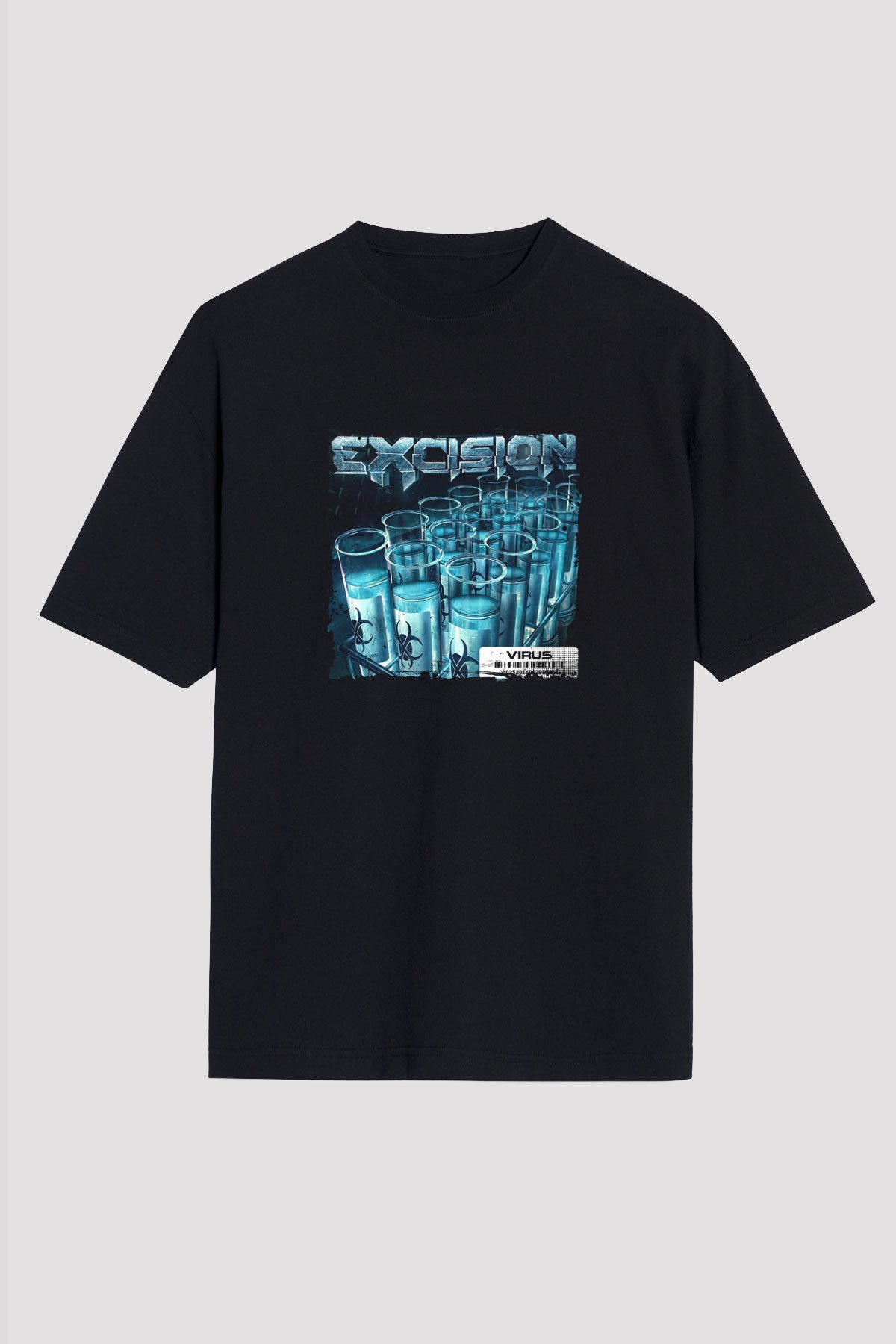 Excision Baskılı Unisex Oversize Siyah Tişört