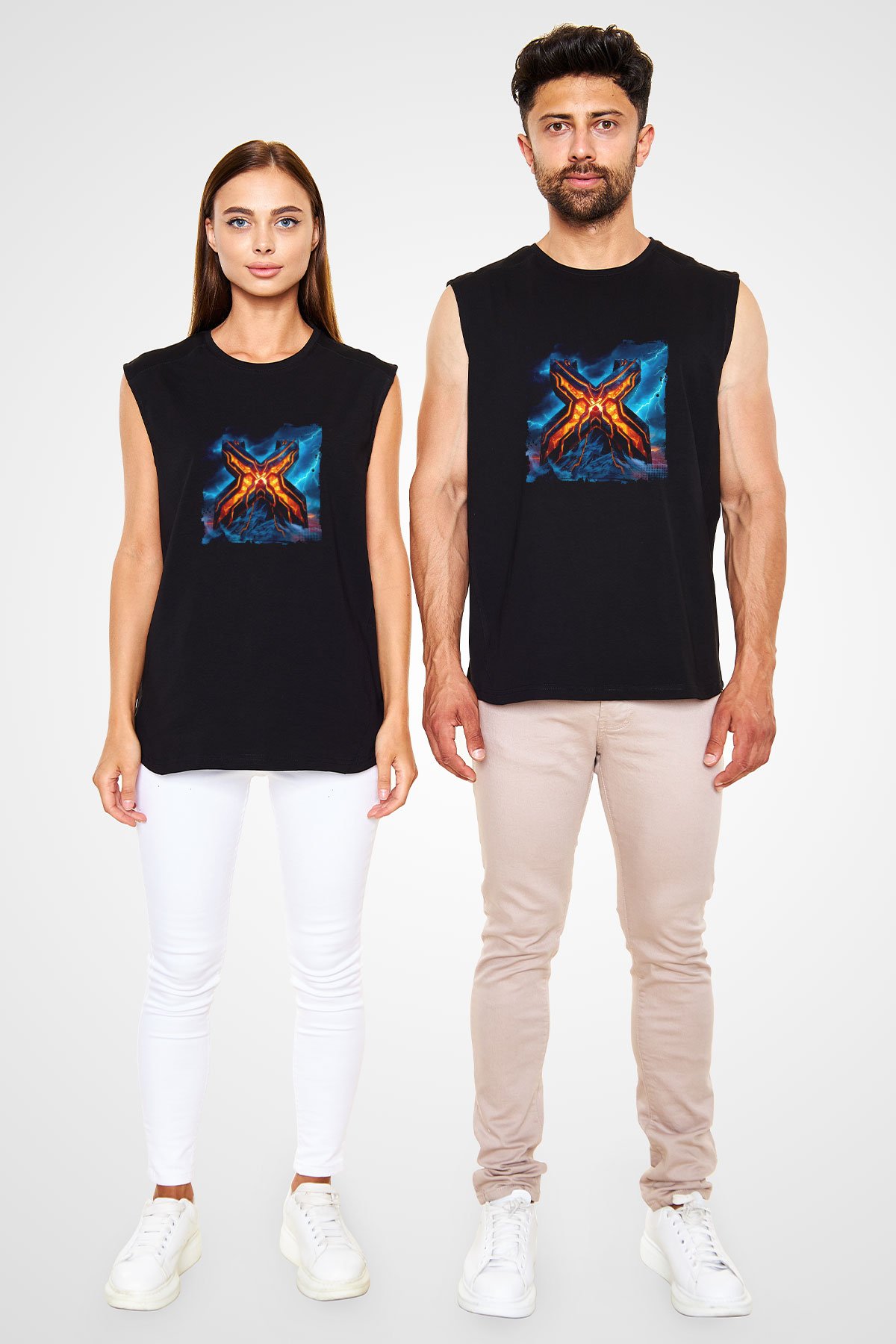 Excision Baskılı Unisex Siyah Kolsuz Tişört