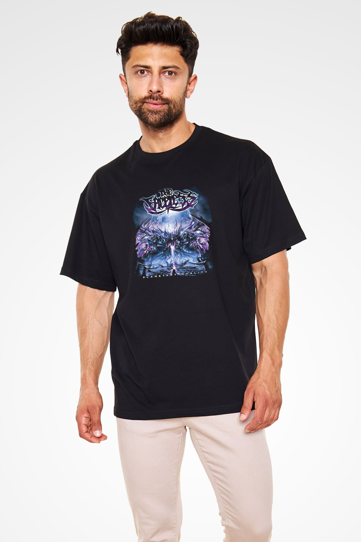Faceless (The) Baskılı Unisex Siyah Oversize Tişört