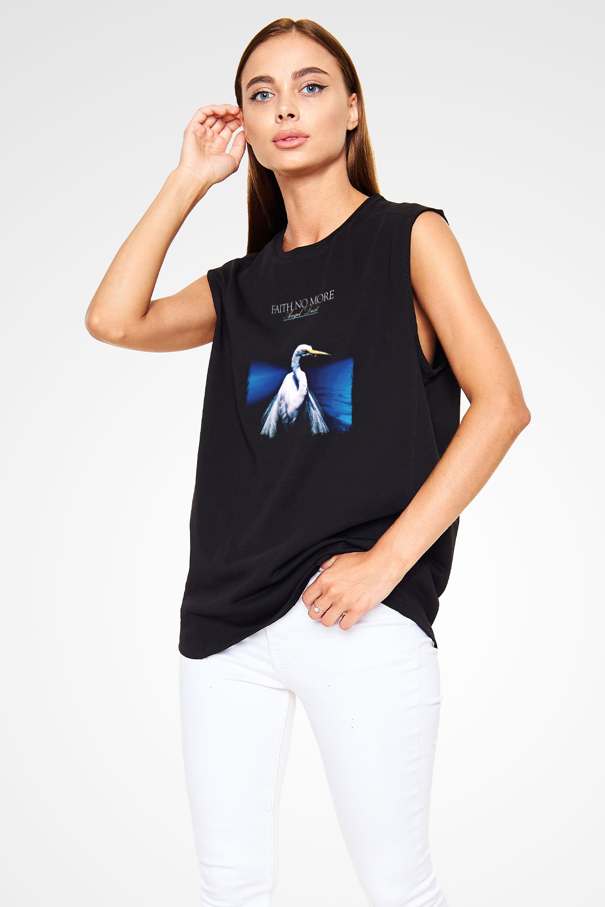 Faith No More Baskılı Unisex Siyah Kolsuz Tişört