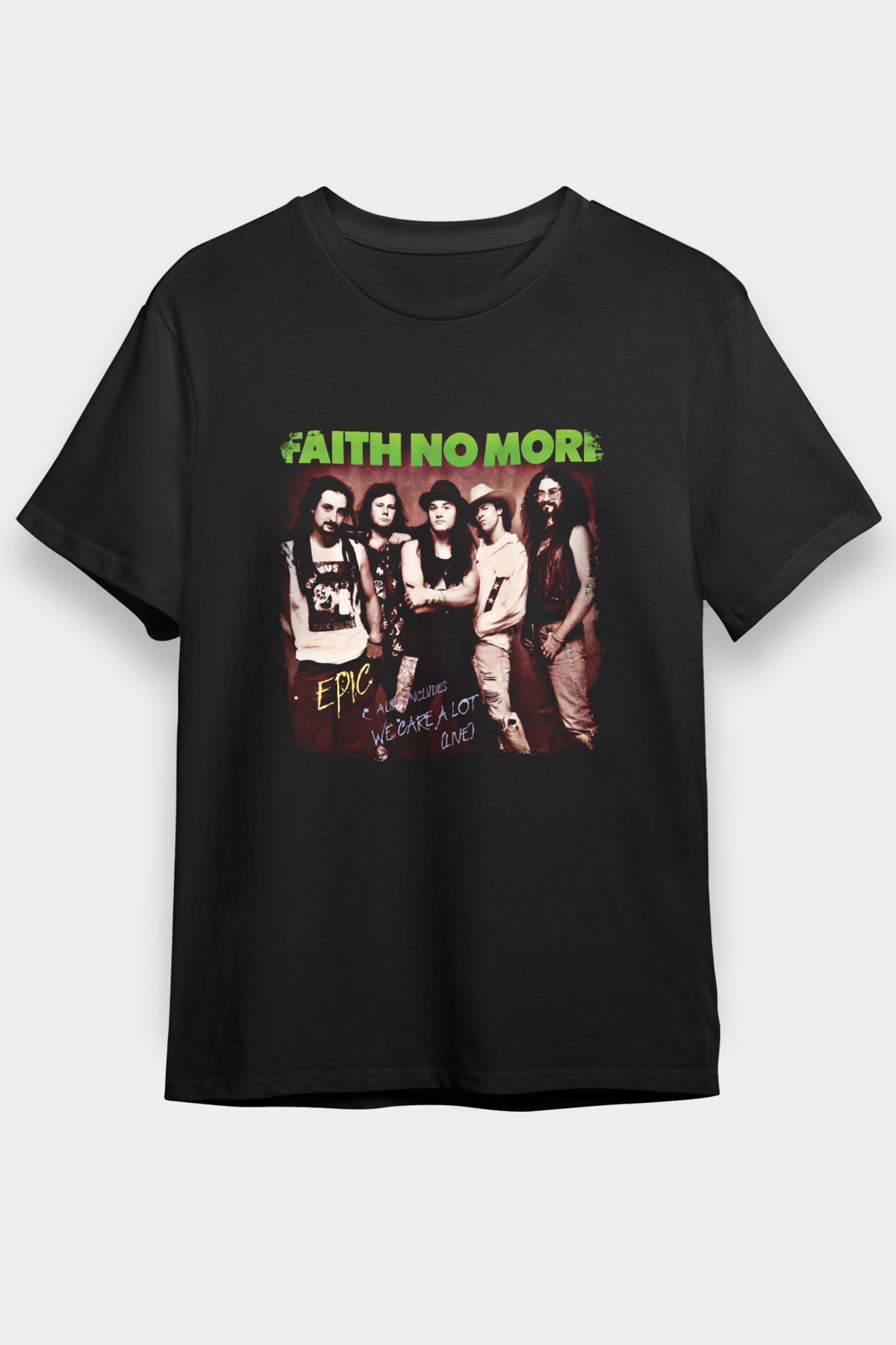 Faith No More Baskılı Unisex Siyah Tişört