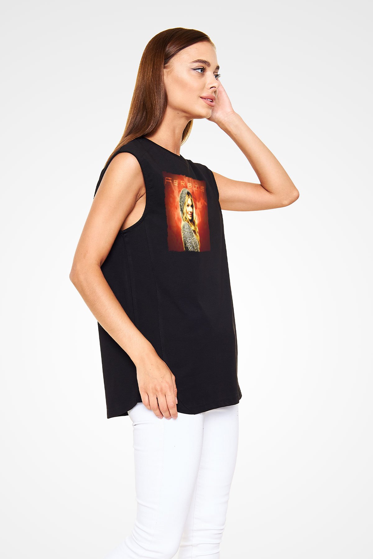 Fergie Siyah Unisex Kolsuz Tişört