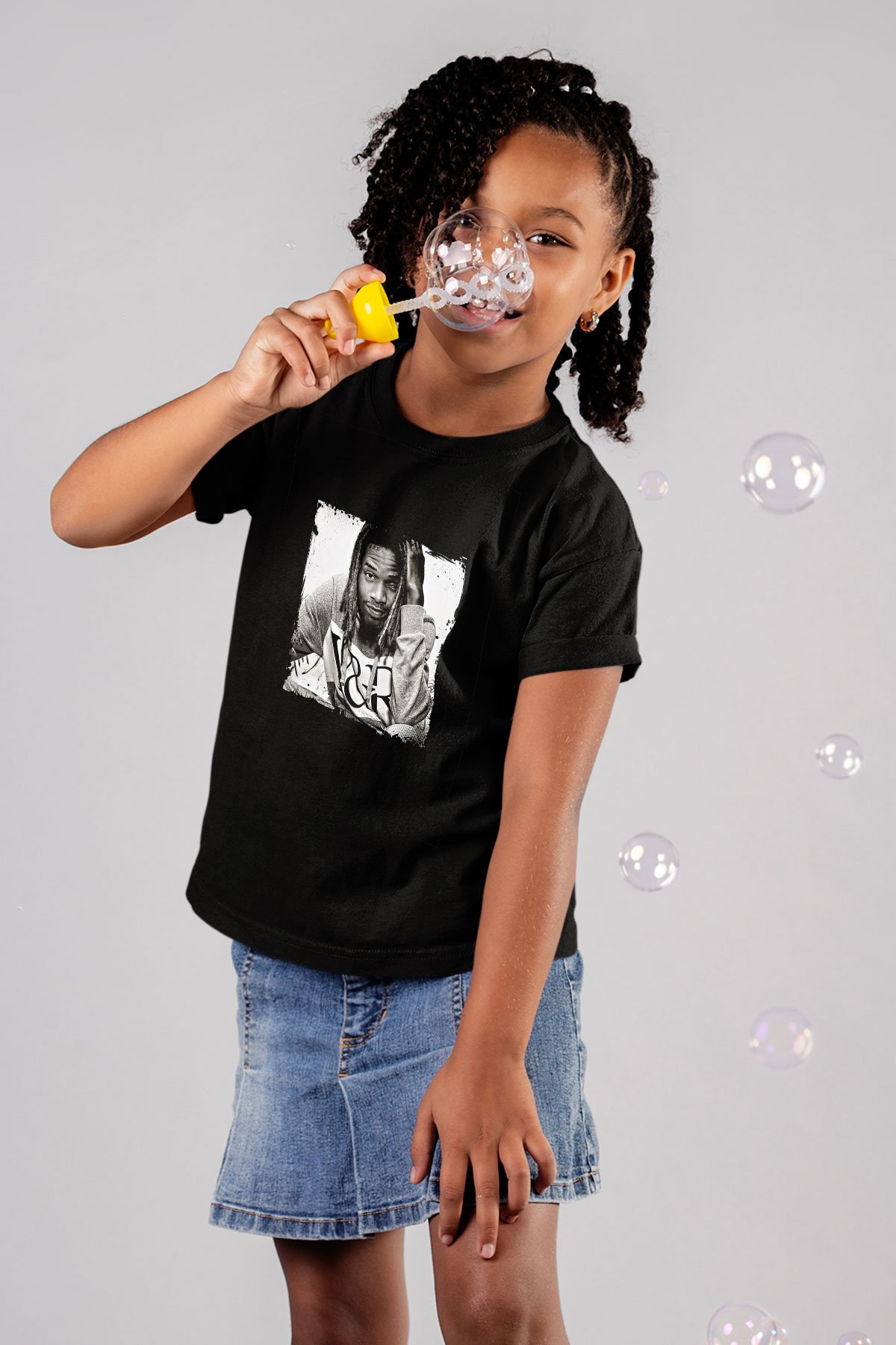 Fetty Wap Baskılı Unisex Siyah Çocuk Tişört