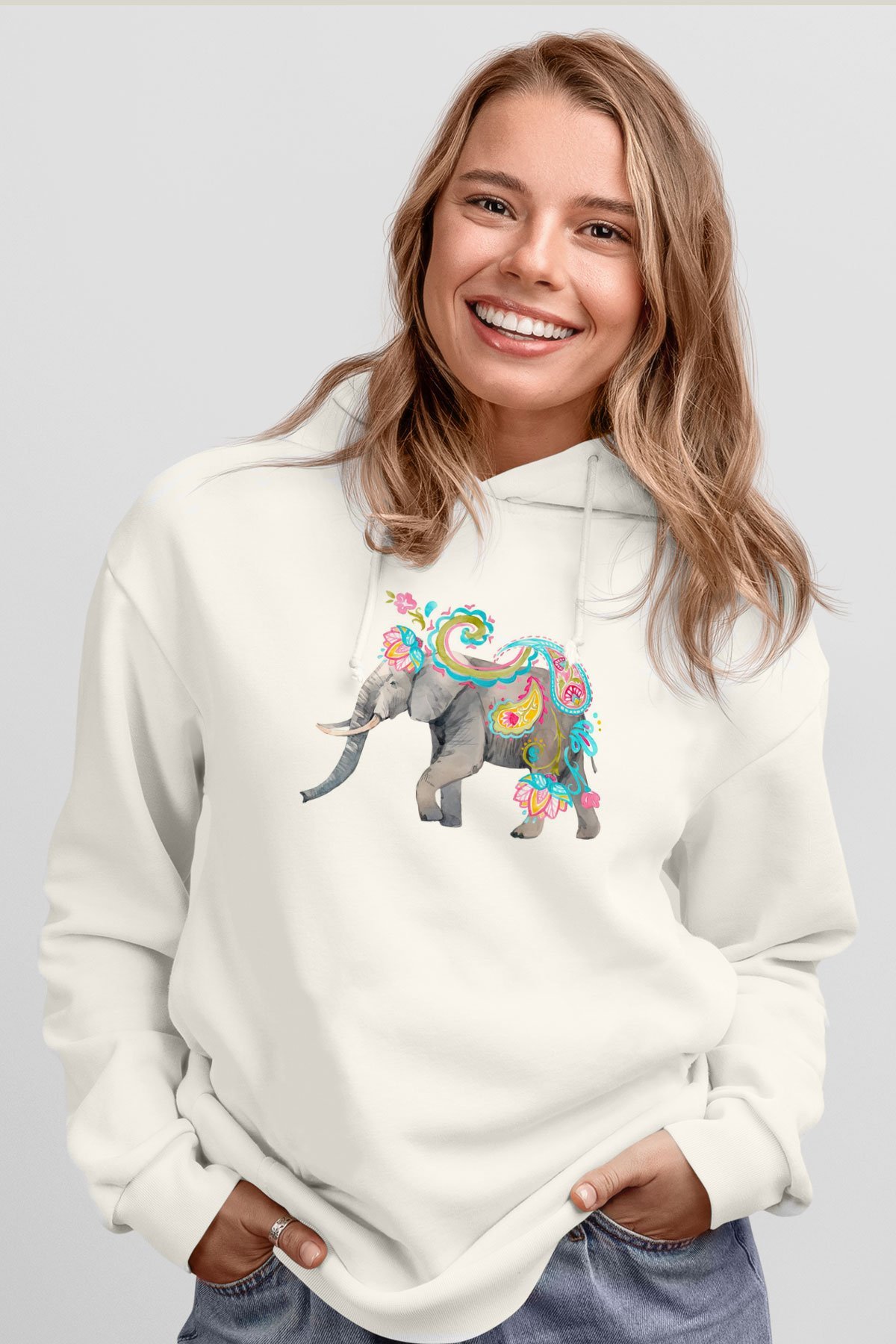 Fil Beyaz Unisex Hoodie
