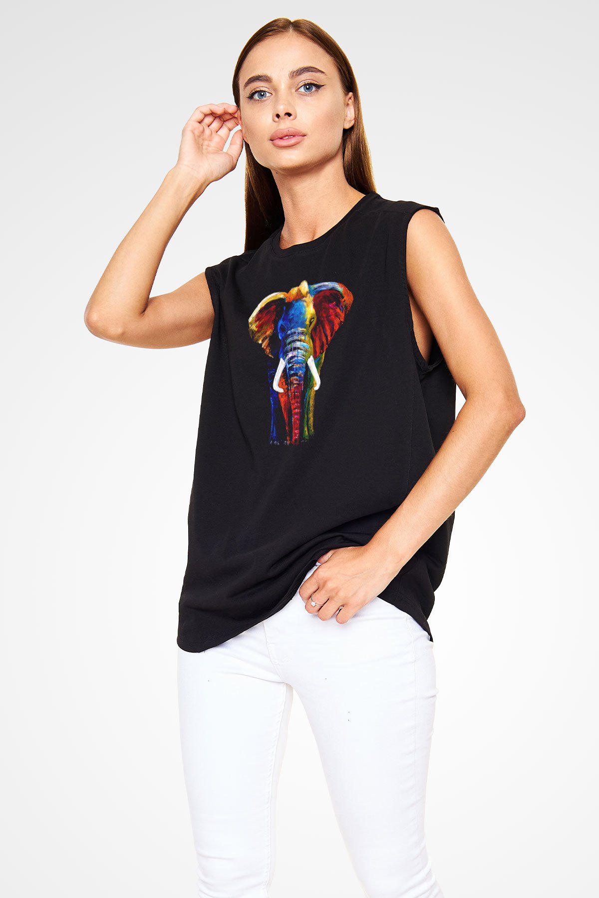 Fil Siyah Unisex Kolsuz Tişört