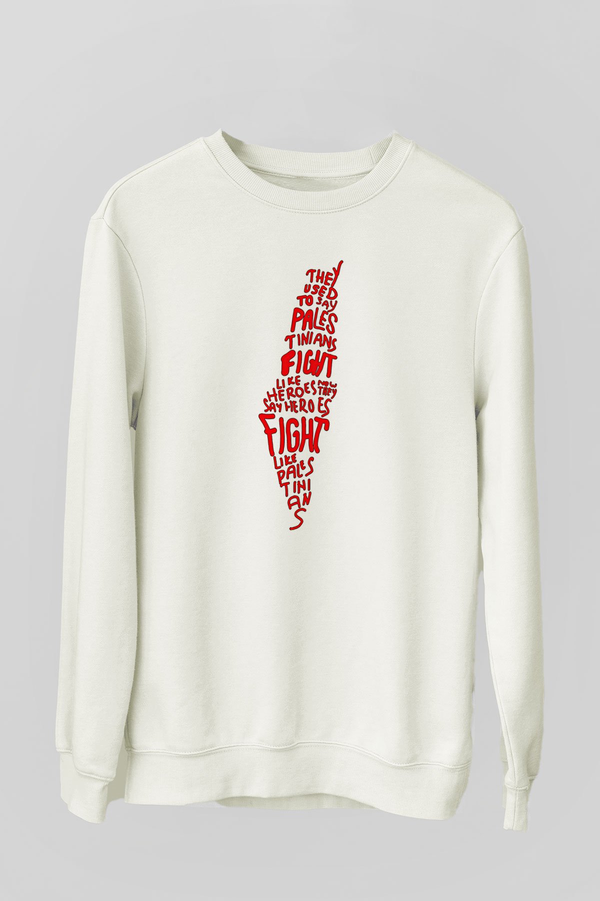 Filistin Baskılı Beyaz Unisex Sweatshirt