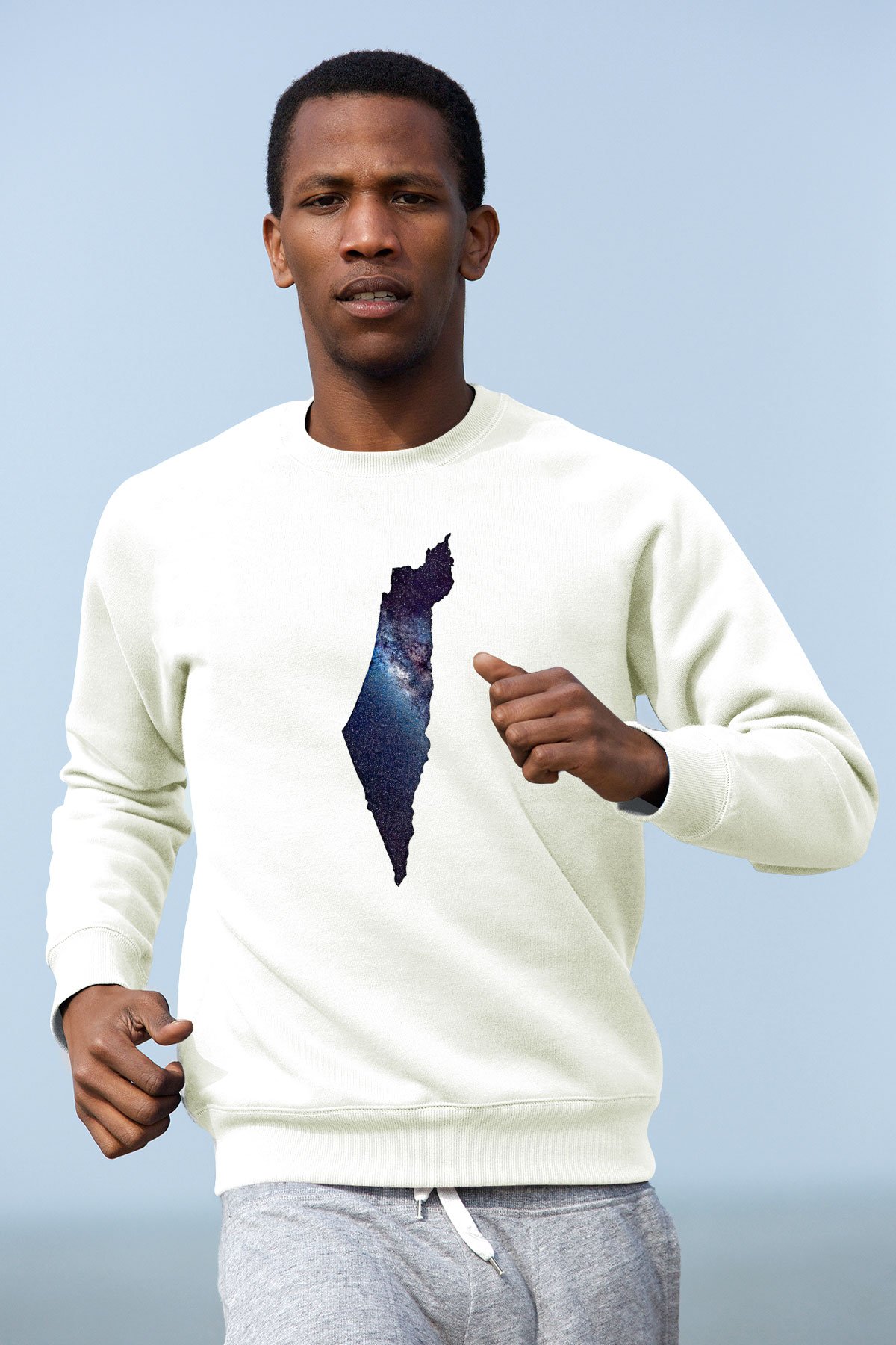 Filistin Baskılı Beyaz Unisex Sweatshirt
