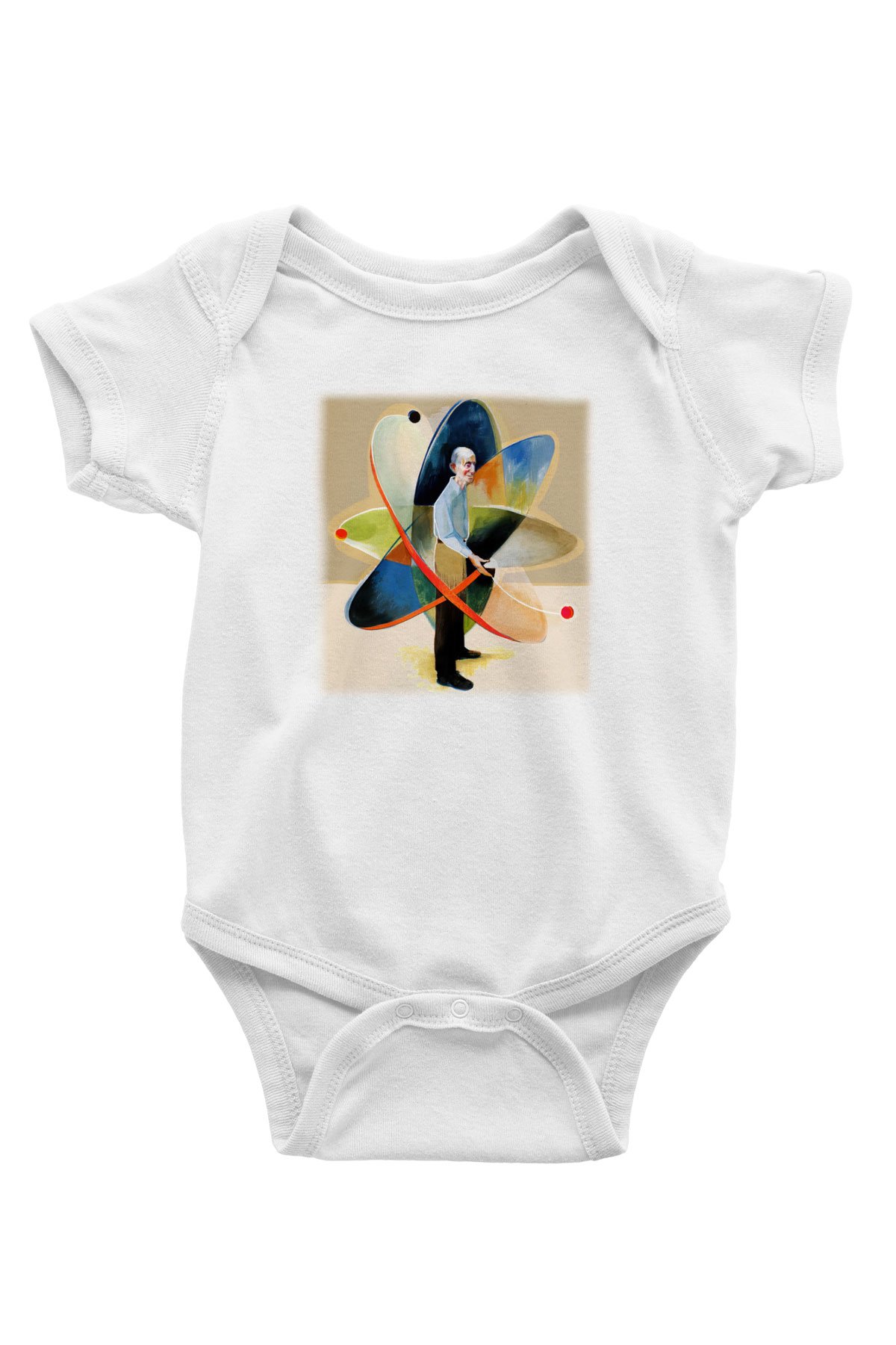 Fizikçi Baskılı Beyaz Unisex Bebek Body - Zıbın