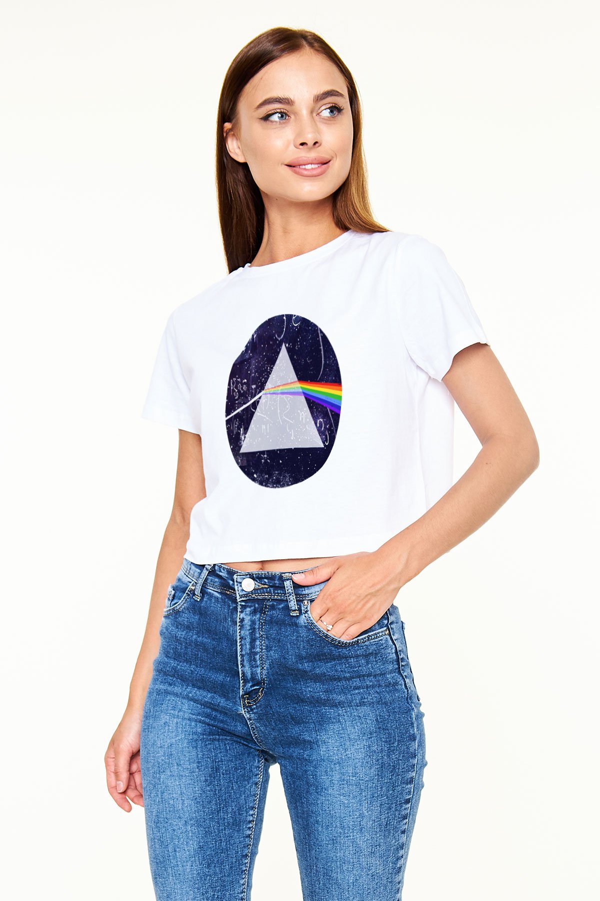 Fizikçi Beyaz Croptop Tişört