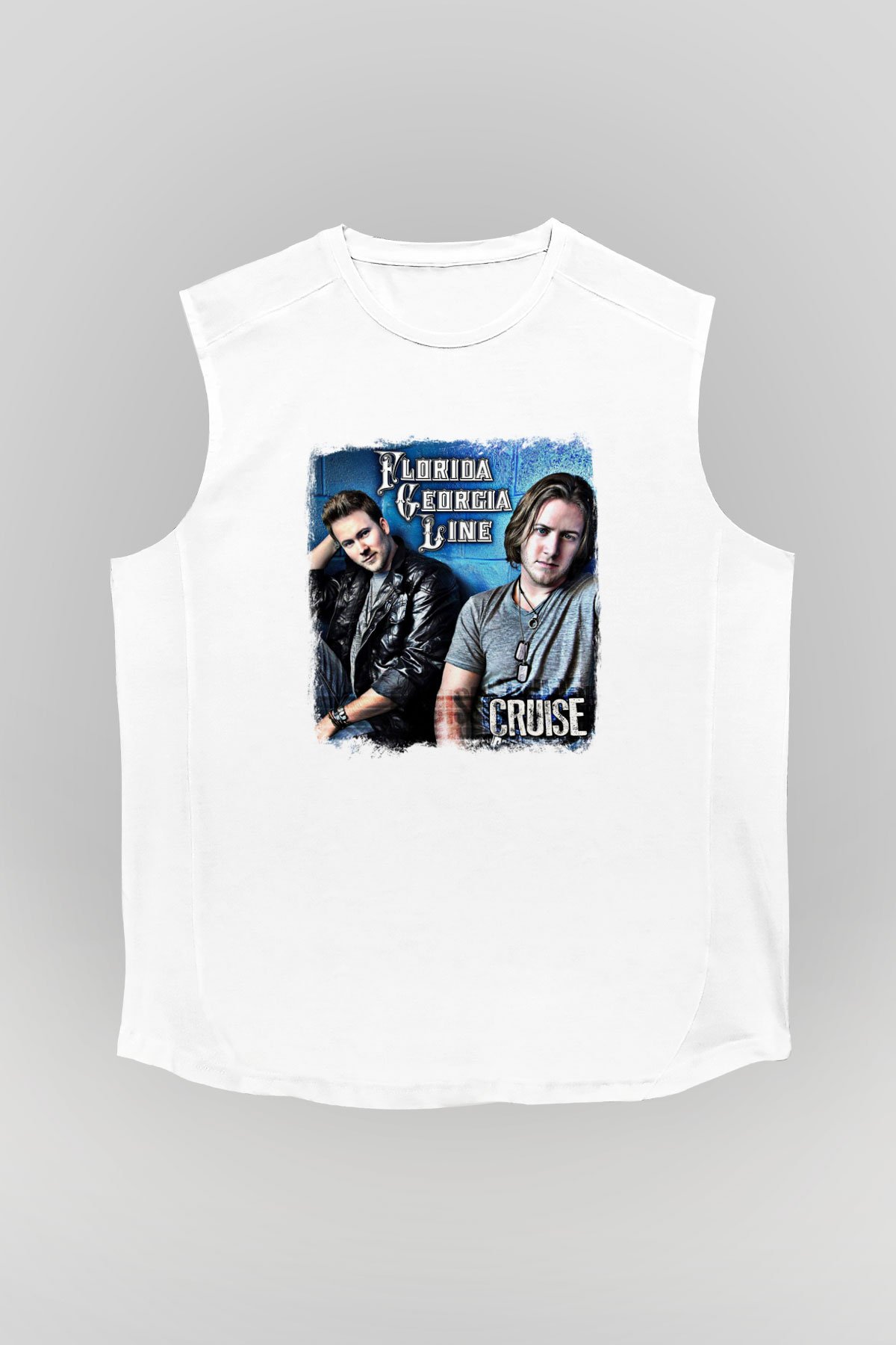 Florida Georgia Line Baskılı Unisex Beyaz Kolsuz Tişört