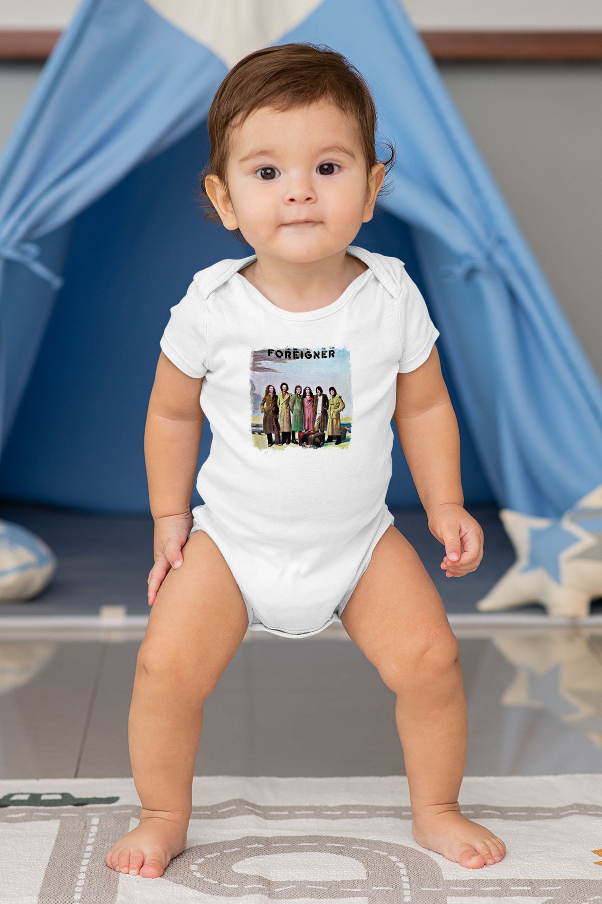 Foreigner Baskılı Unisex Beyaz Bebek Body - Zıbın