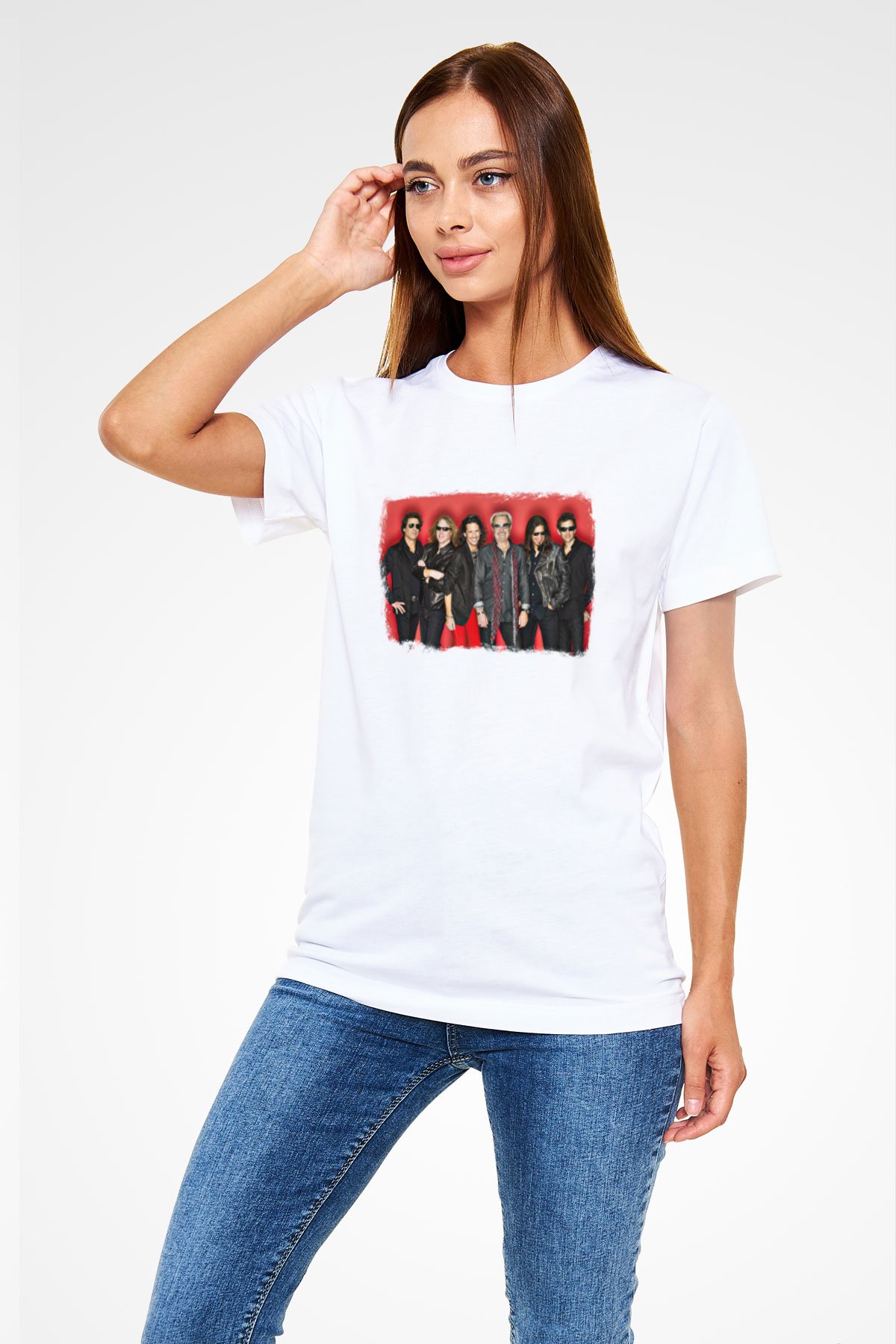 Foreigner Baskılı Unisex Beyaz Tişört