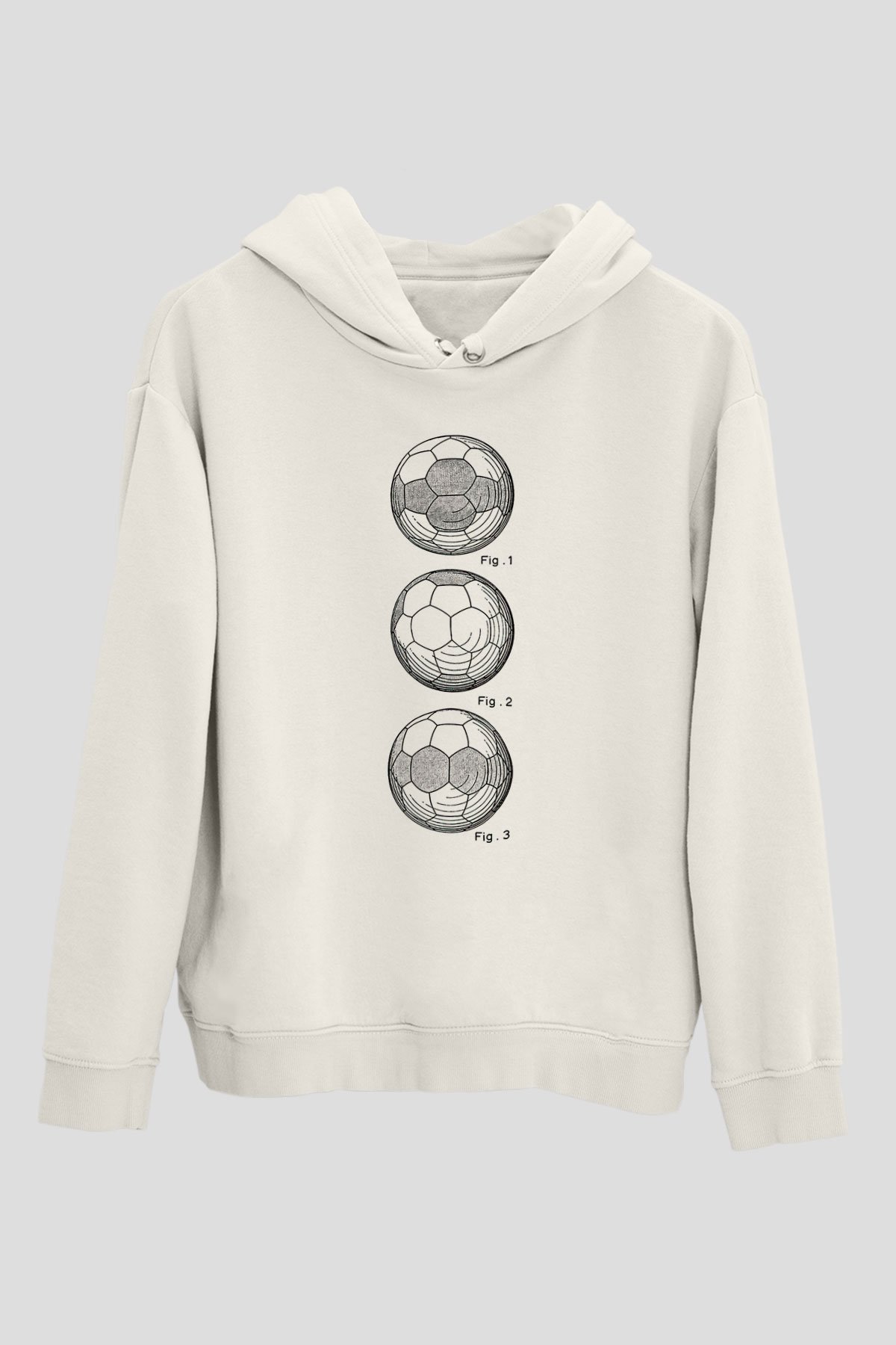 Futbol Baskılı Unisex Ekru Hoodie
