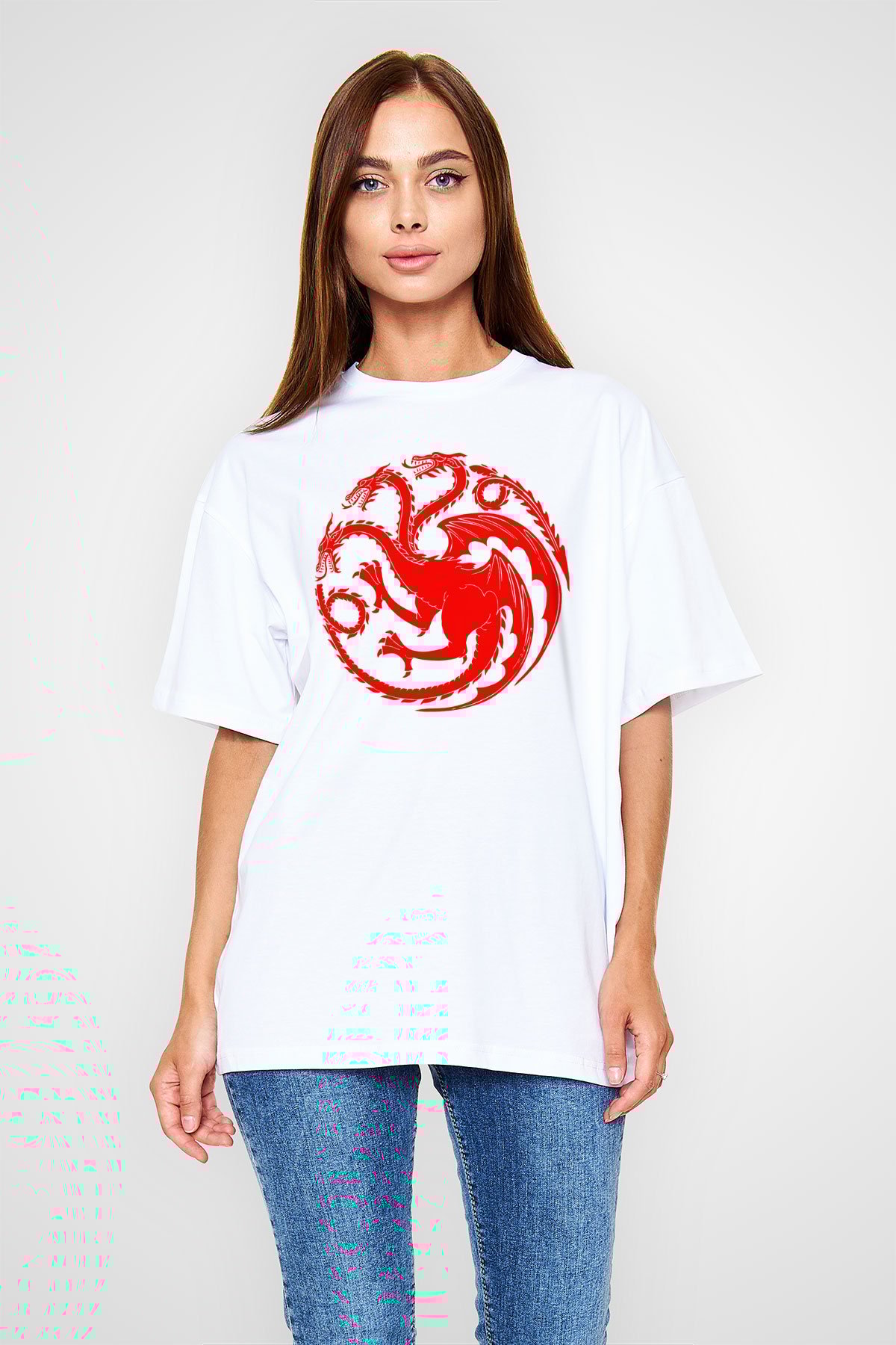 Game of Thrones Beyaz Unisex Oversize Tişört T-Shirt