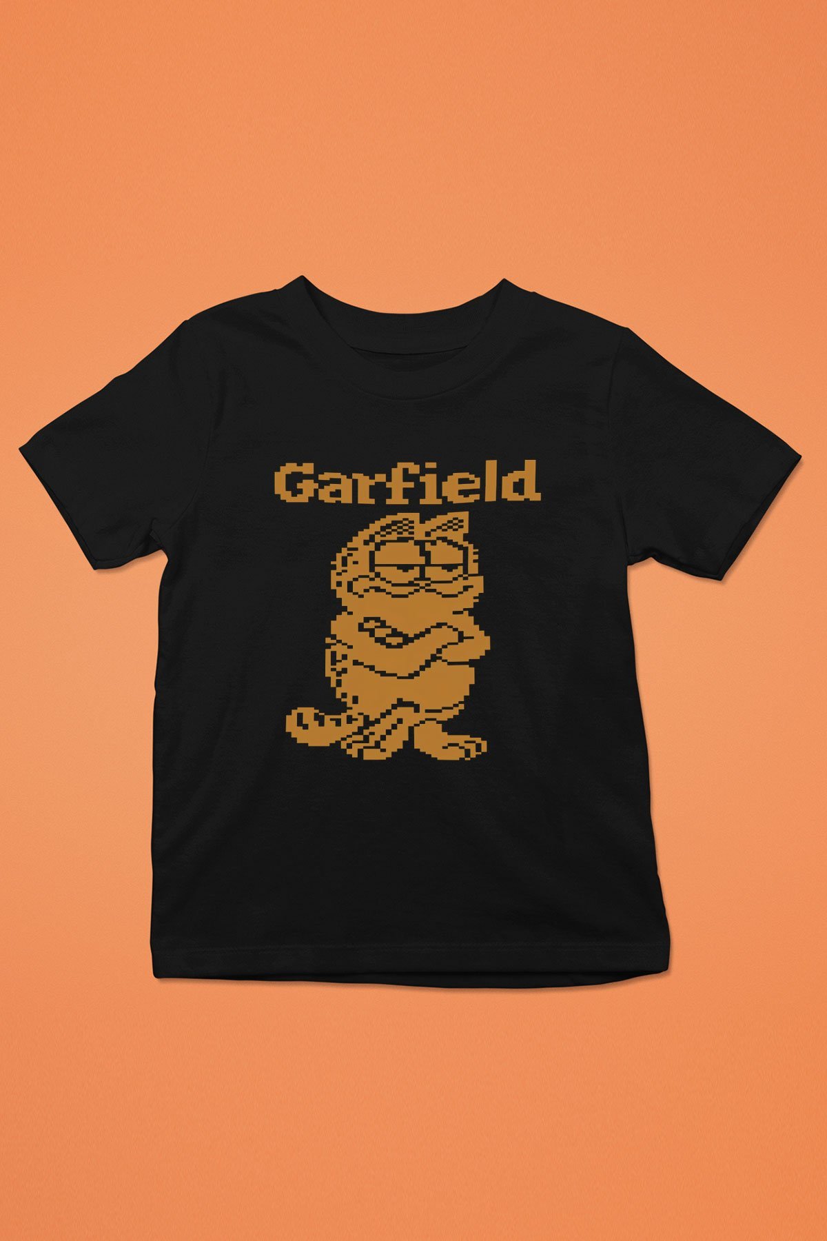 Garfield Baskılı Siyah Unisex Çocuk Tişört