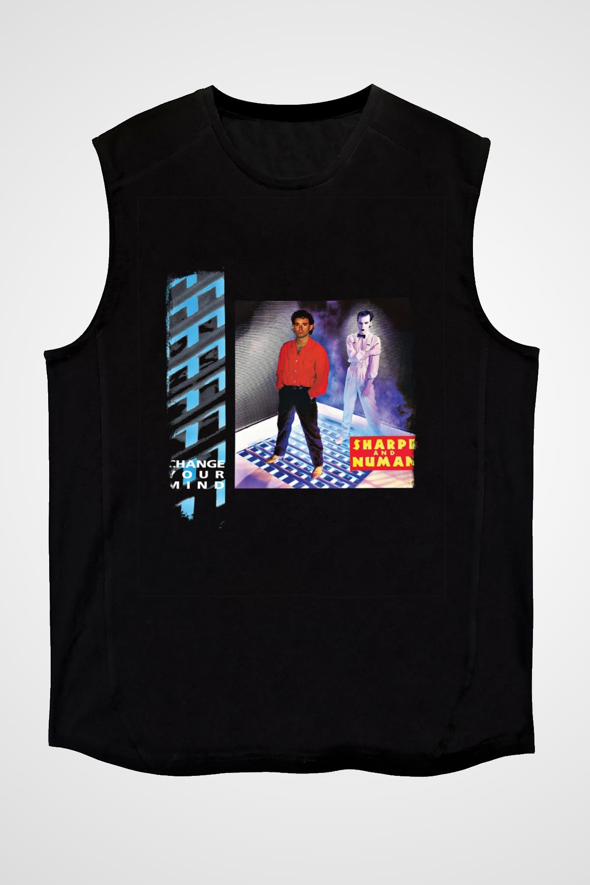 Gary Numan Baskılı Unisex Siyah Kolsuz Tişört