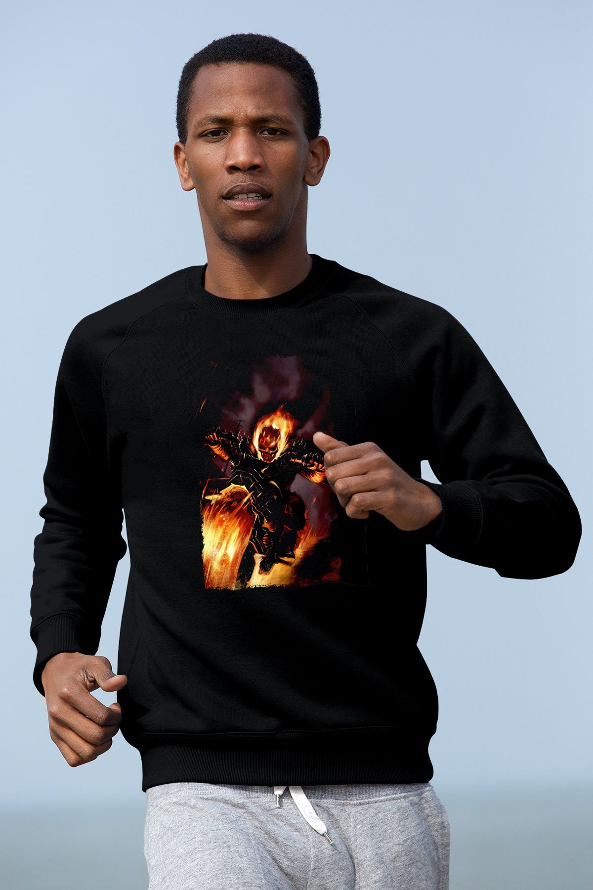 Ghost Rider Hayalet Sürücü Siyah Unisex  Sweatshirt