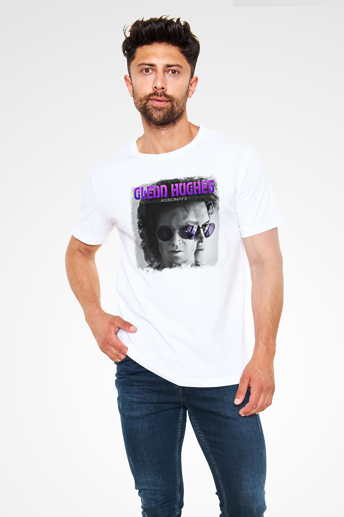 Glenn Hughes Baskılı Unisex Beyaz Tişört