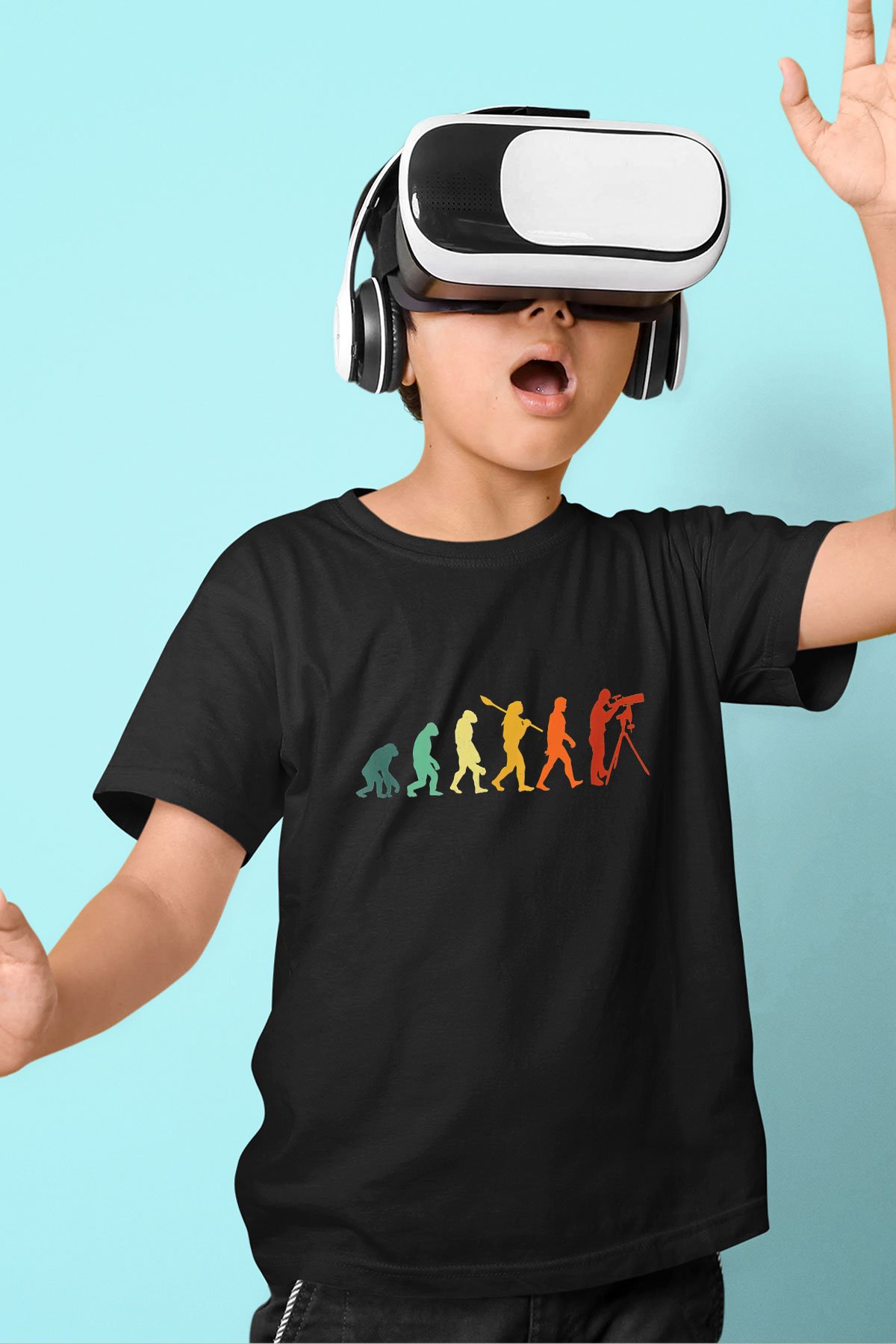 Gökbilimci Siyah Unisex Çocuk Tişört