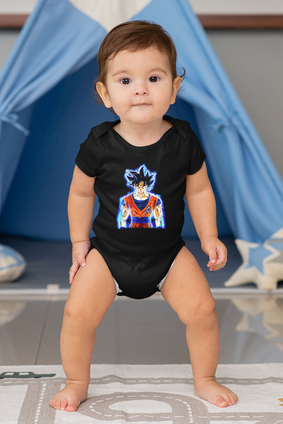 Goku Baskılı Unisex Siyah Bebek Body - Zıbın