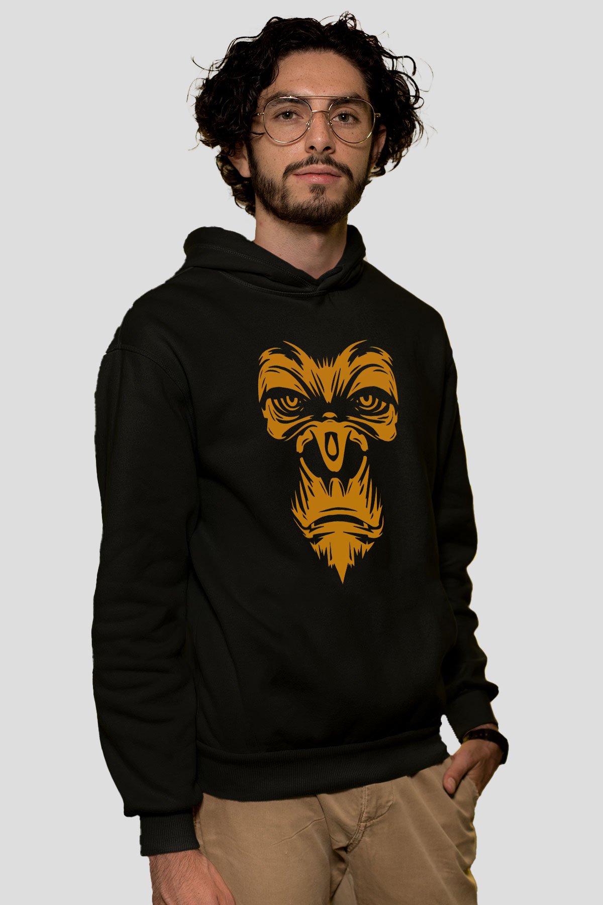 Goril Siyah Unisex Hoodie