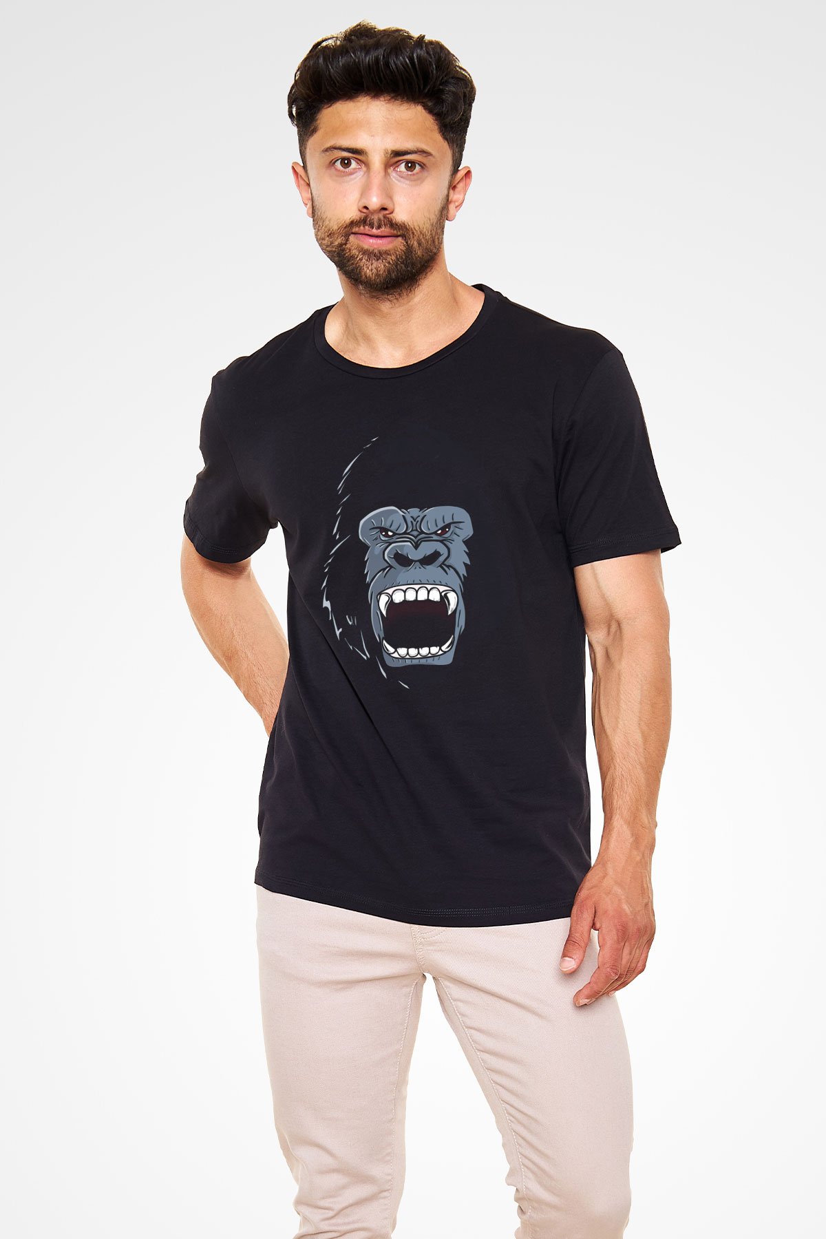 Goril Siyah Unisex Tişört T-Shirt - TişörtFabrikası