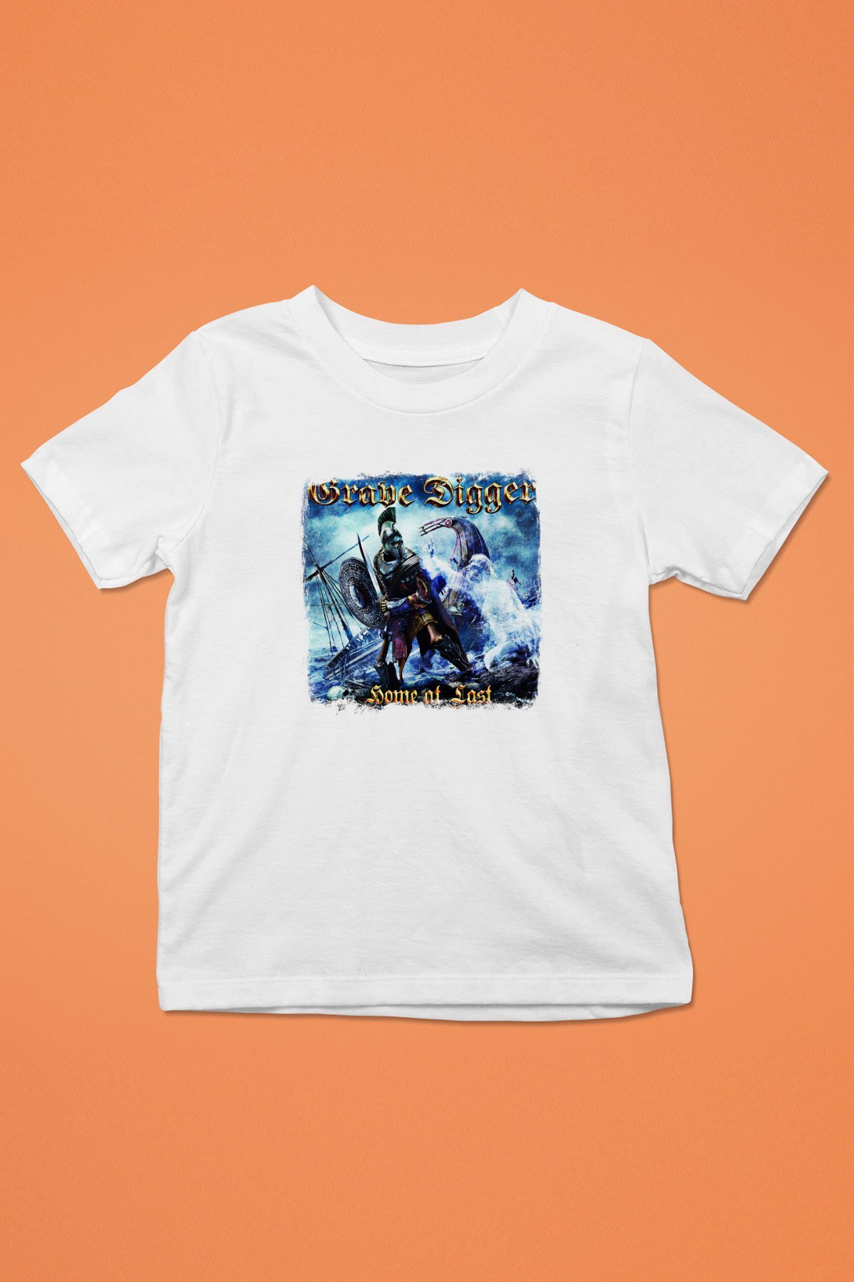 Grave Digger Baskılı Unisex Beyaz Çocuk Tişört