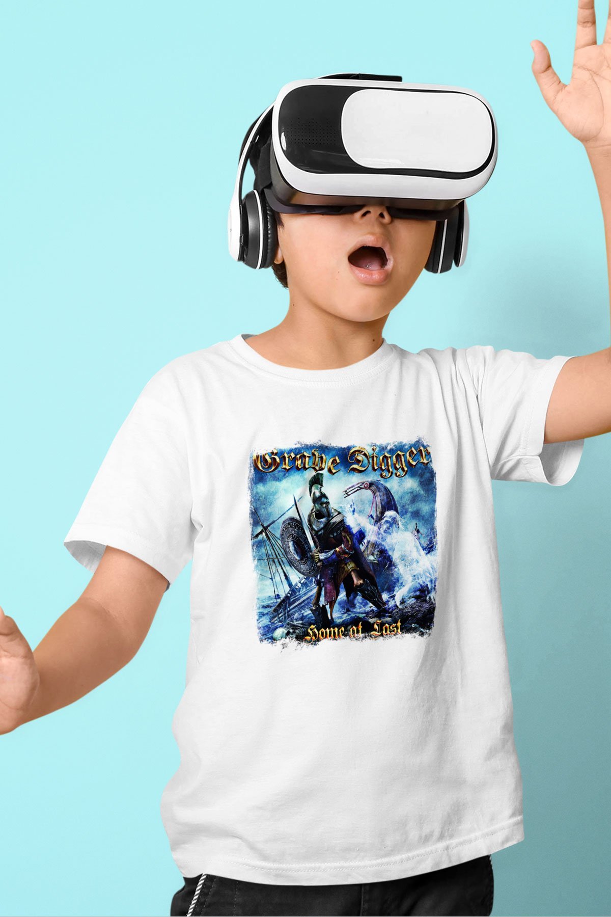 Grave Digger Baskılı Unisex Beyaz Çocuk Tişört