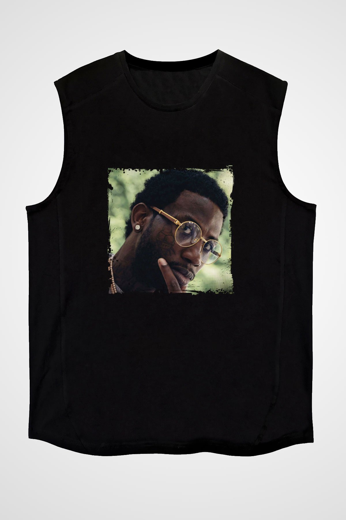 Gucci Mane Baskılı Unisex Siyah Kolsuz Tişört