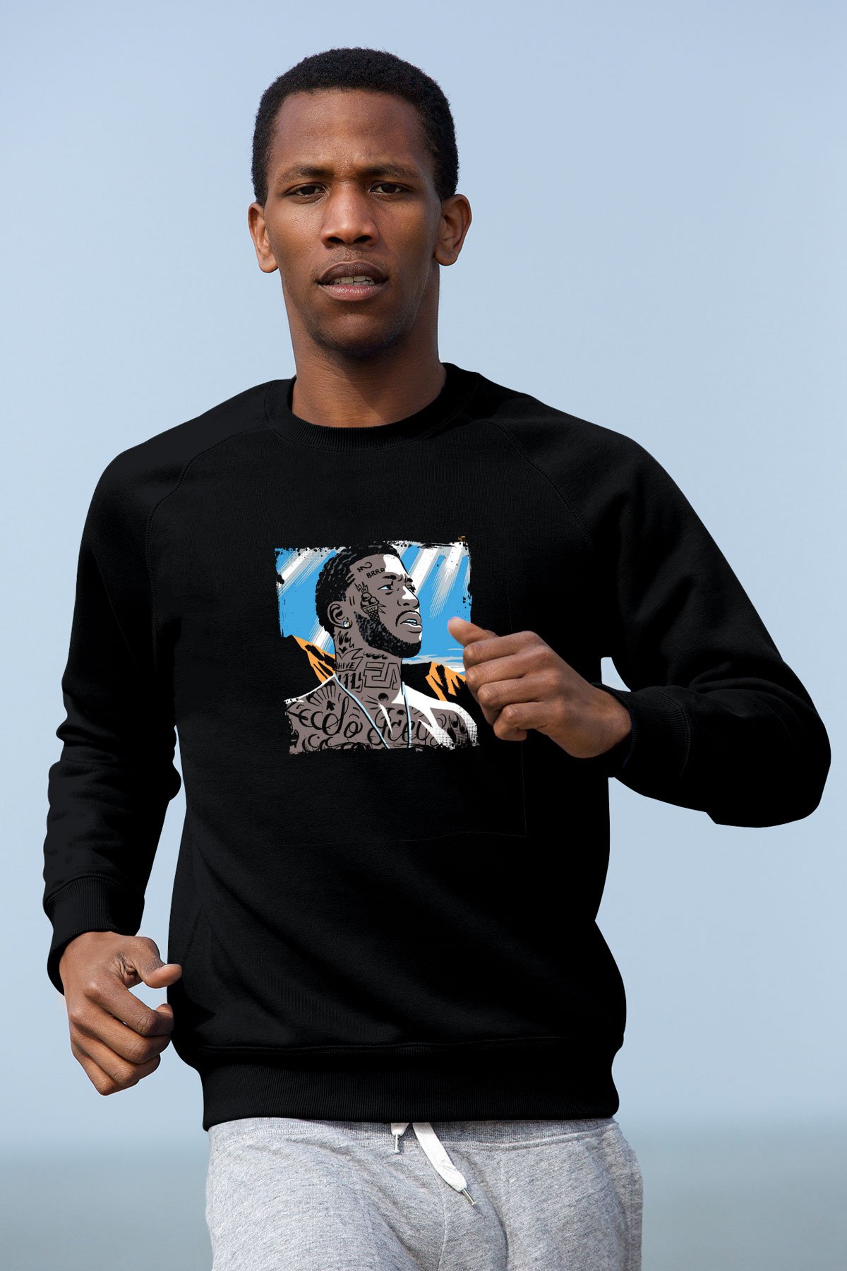Gucci Mane Baskılı Unisex Siyah Sweatshirt