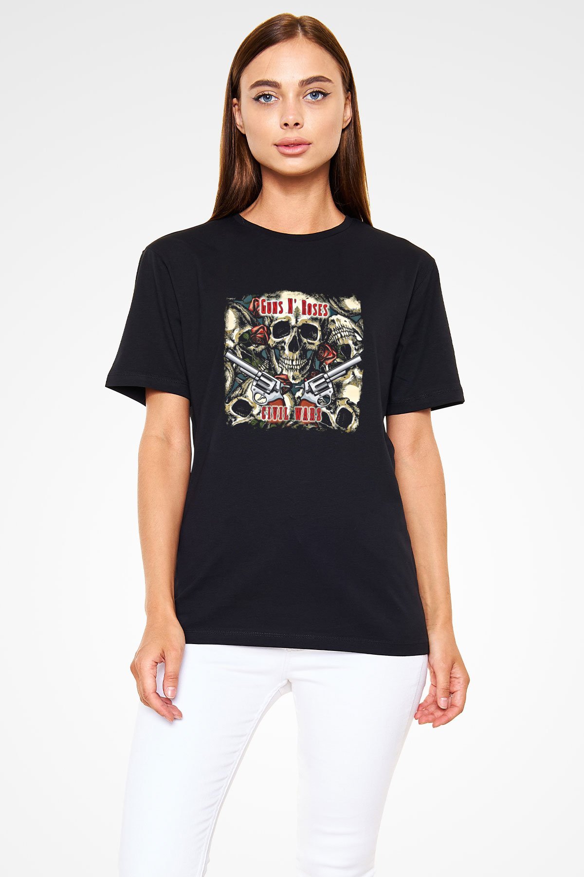 Guns N' Roses Baskılı Unisex Siyah Tişört