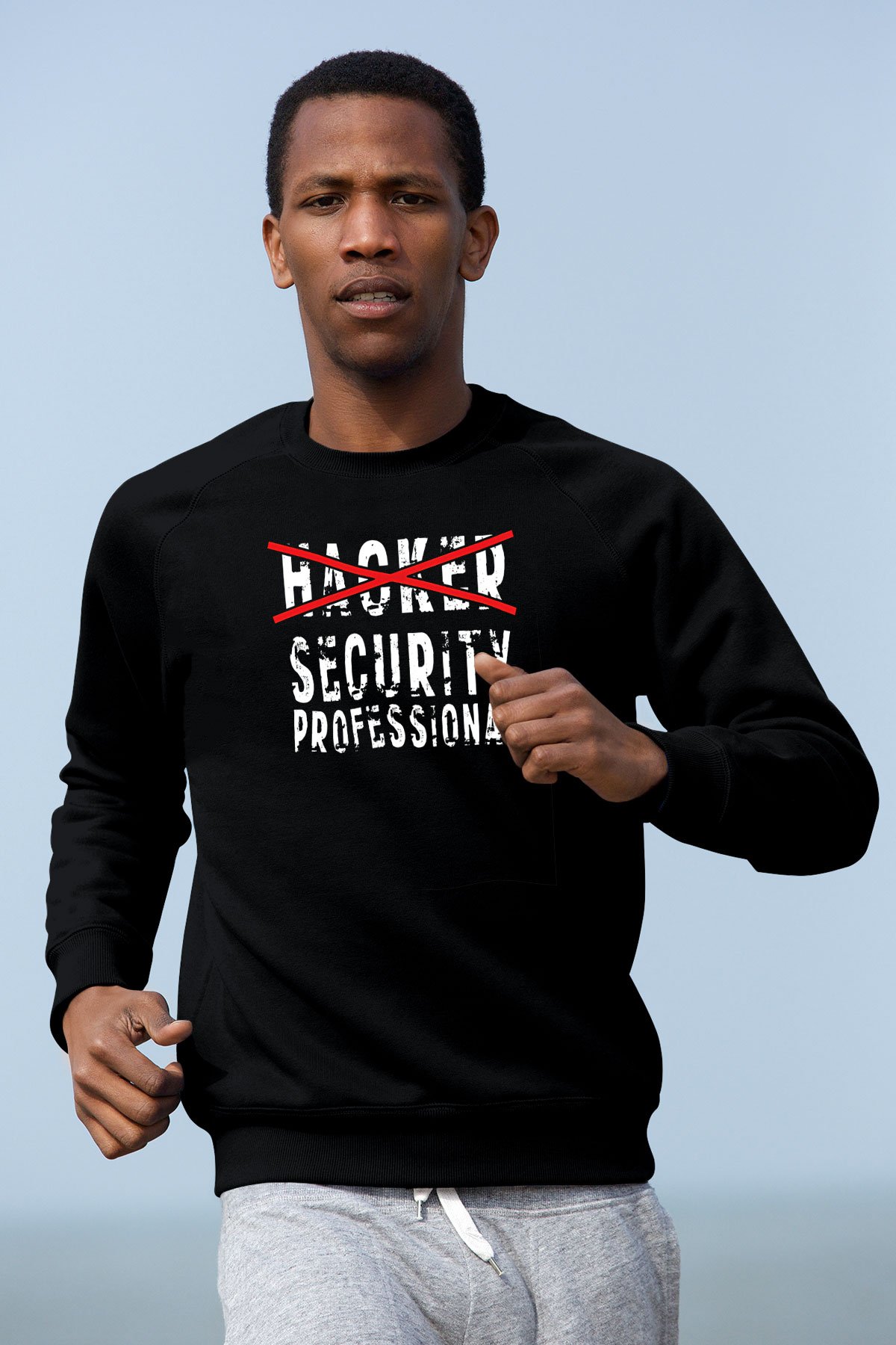 Hacker Baskılı Unisex Siyah Sweatshirt