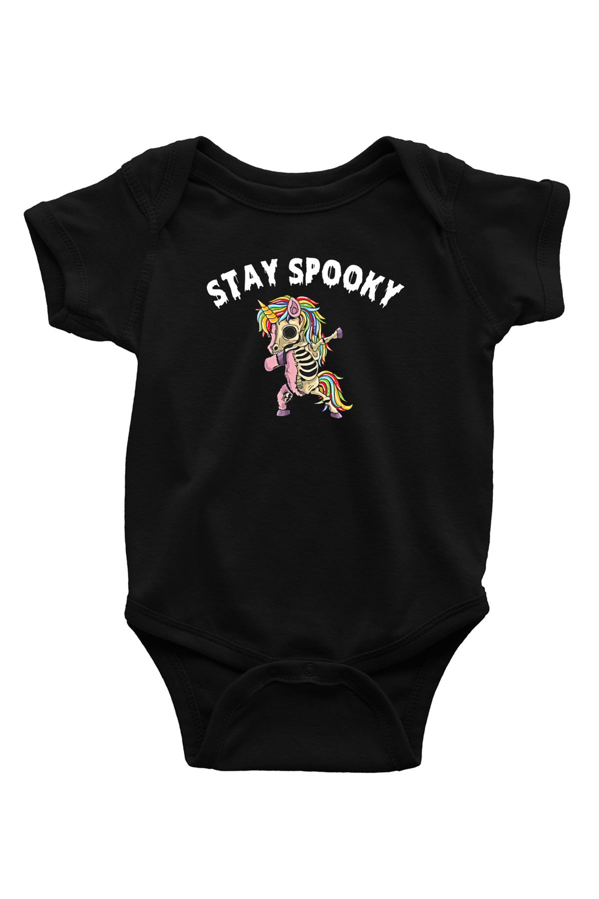 Halloween Baskılı Unisex Siyah Bebek Body - Zıbın