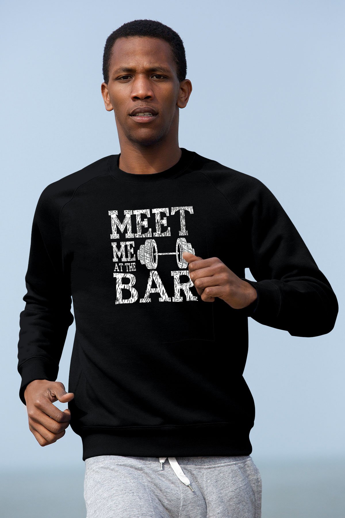 Halter Baskılı Unisex Siyah Sweatshirt