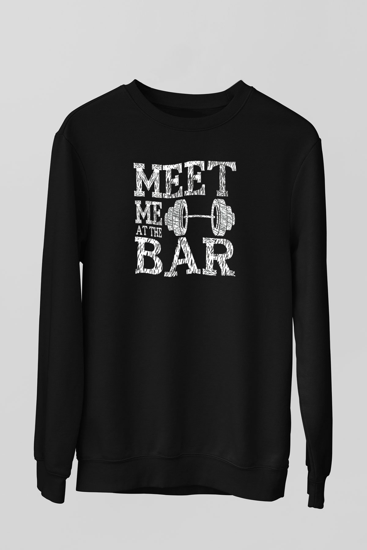Halter Baskılı Unisex Siyah Sweatshirt