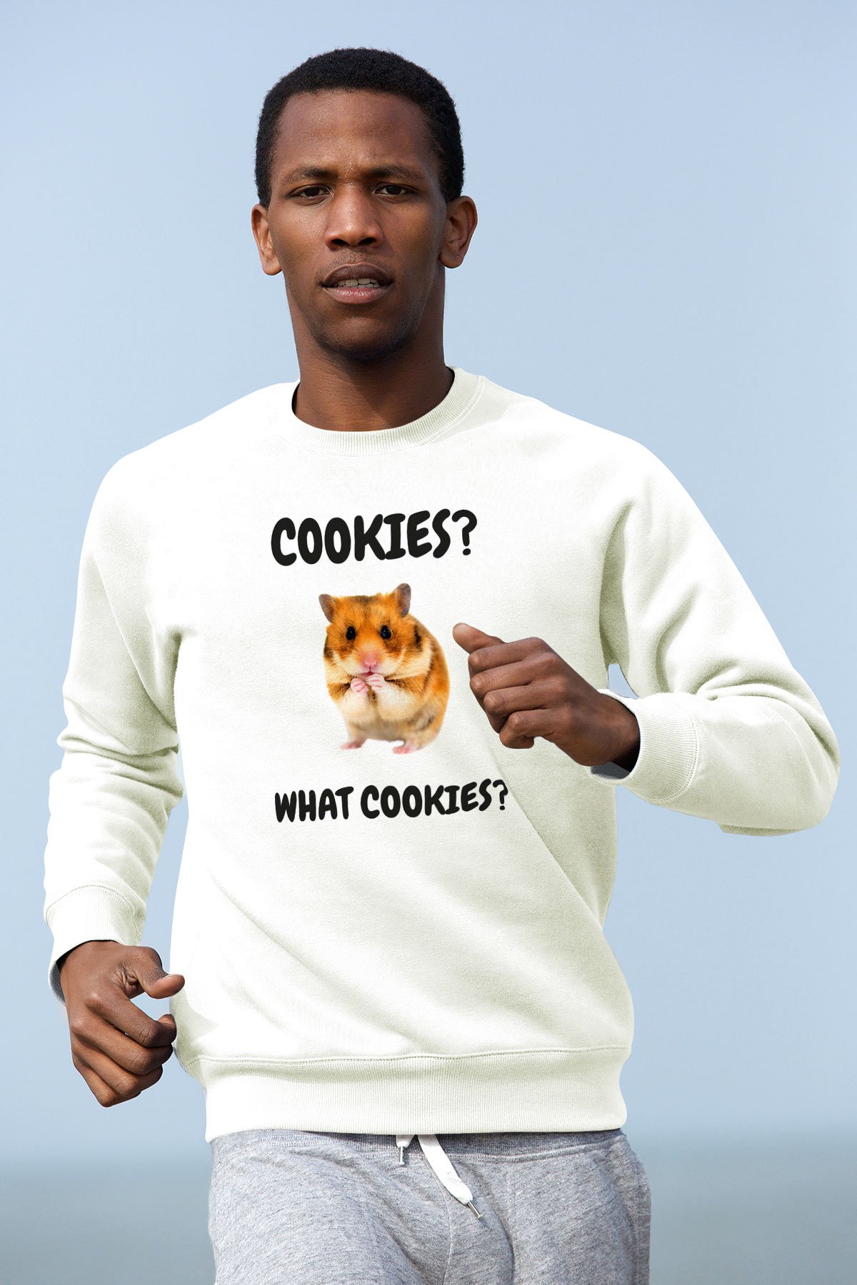 Hamster Beyaz Unisex Sweatshirt