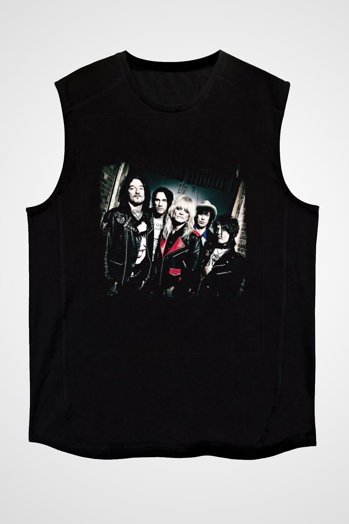 Hanoi Rocks Baskılı Unisex Siyah Kolsuz Tişört