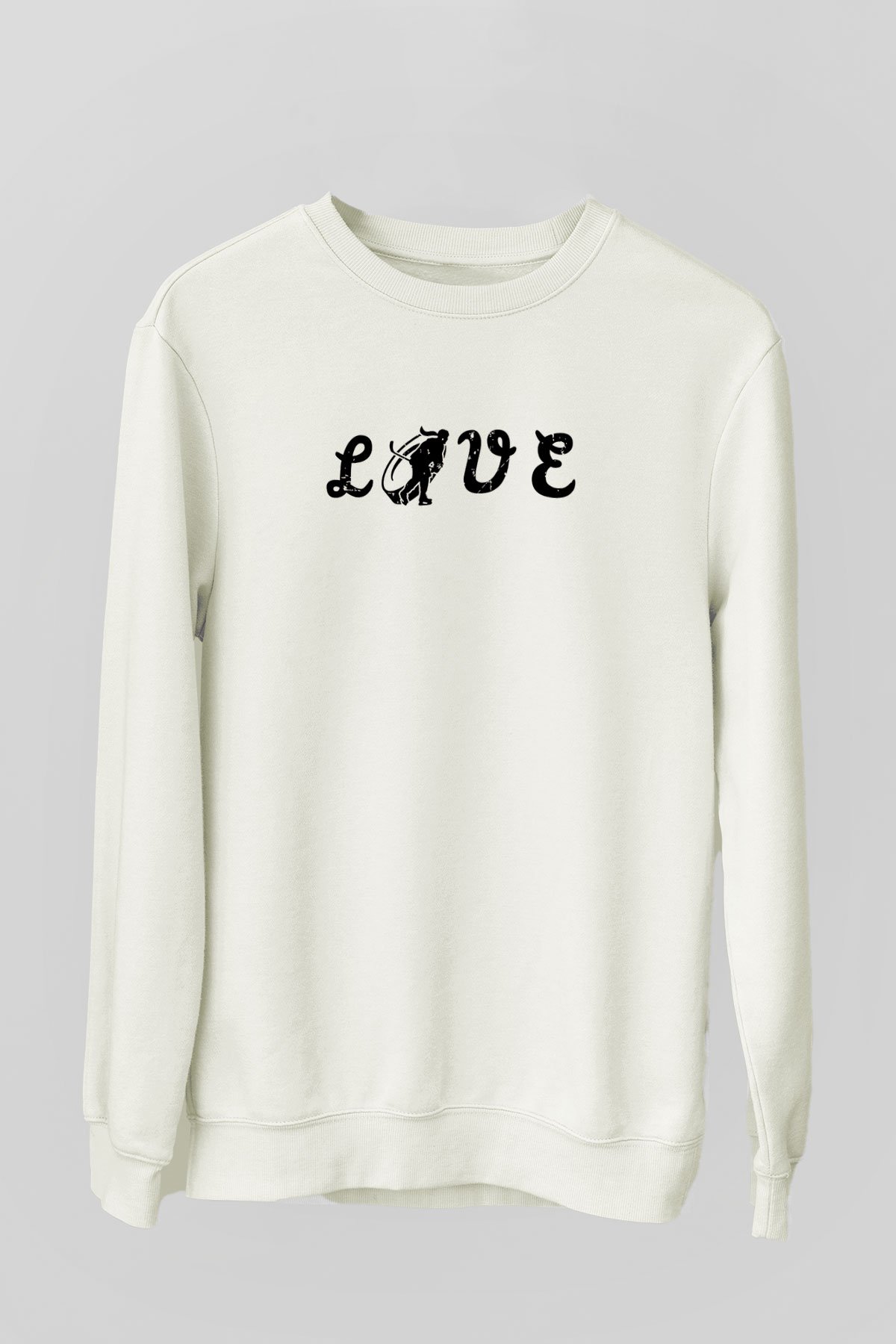 Hokey Baskılı Unisex Ekru Sweatshirt