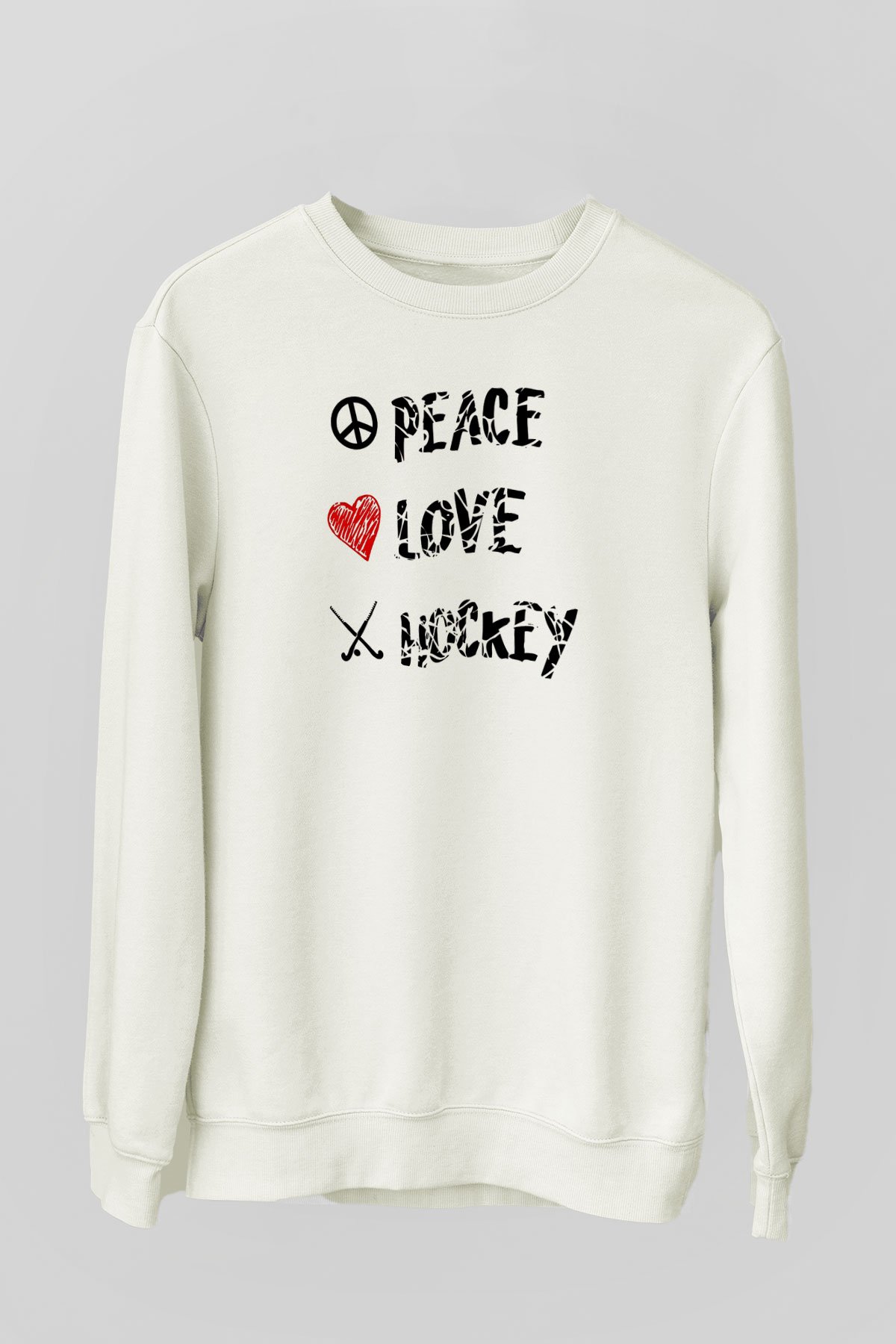 Hokey Baskılı Unisex Ekru Sweatshirt