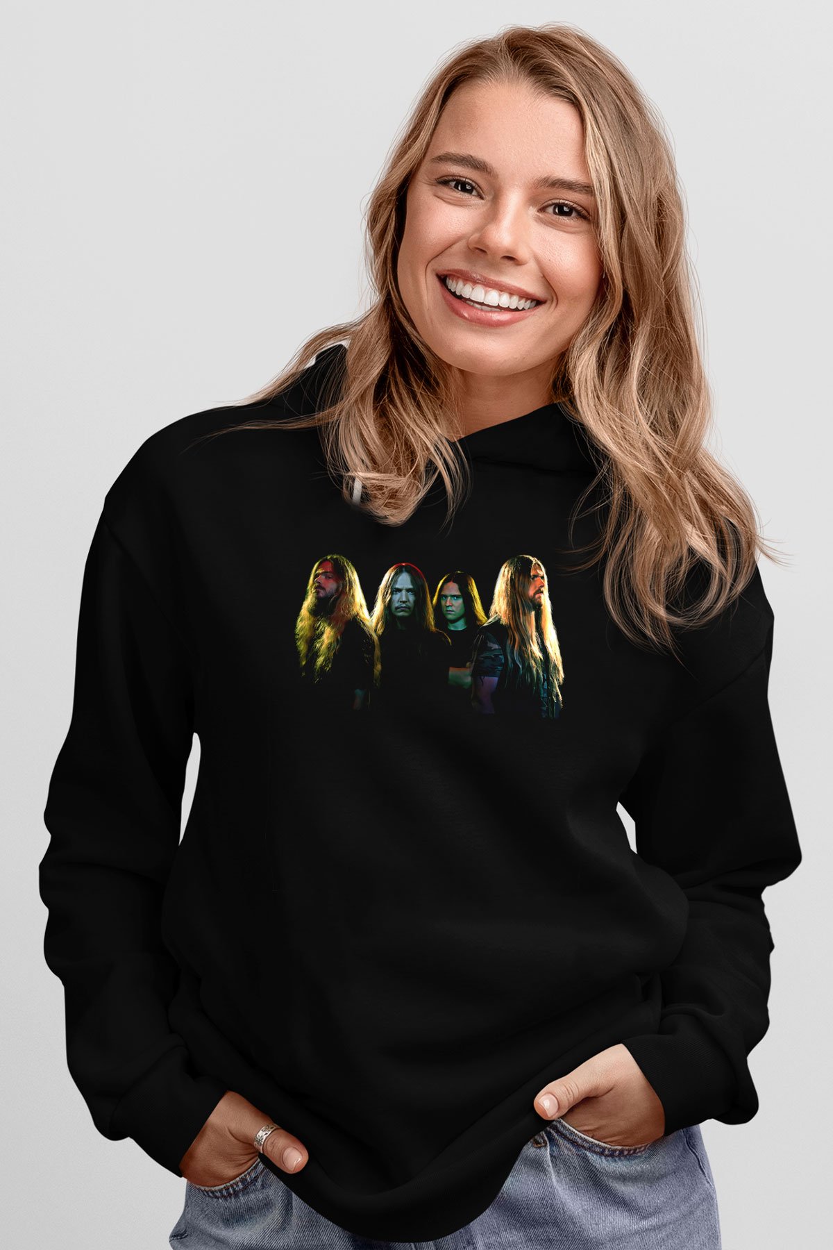 Hypocrispy Baskılı Unisex Siyah Kapüşonlu Sweatshirt