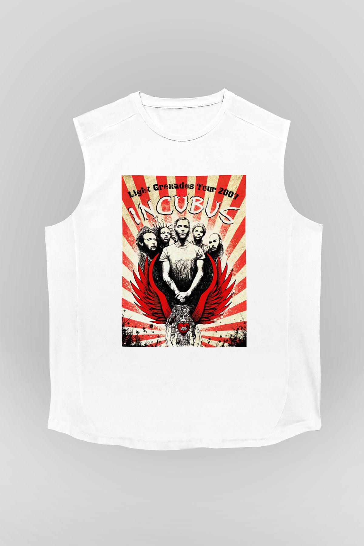Incubus Beyaz Unisex Kolsuz Tişört