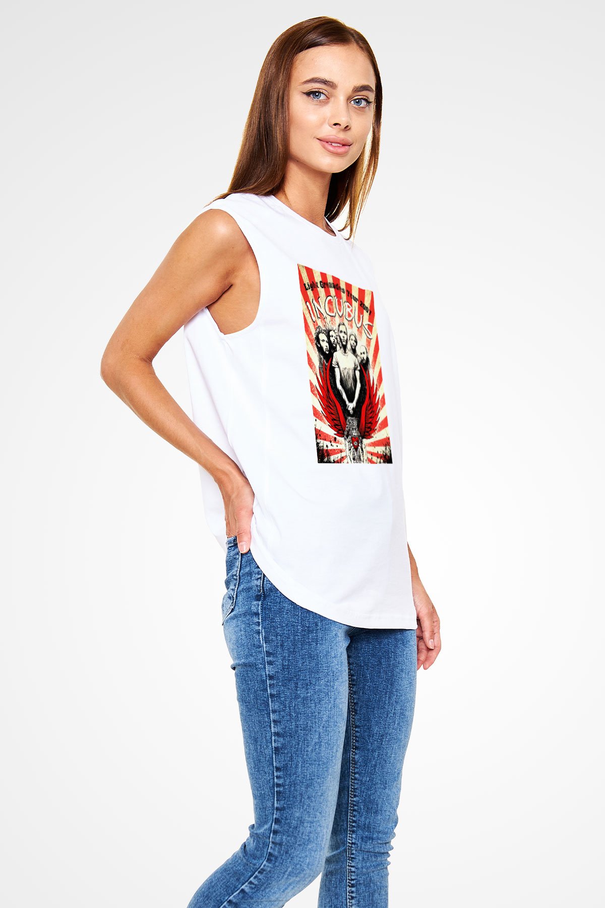Incubus Beyaz Unisex Kolsuz Tişört