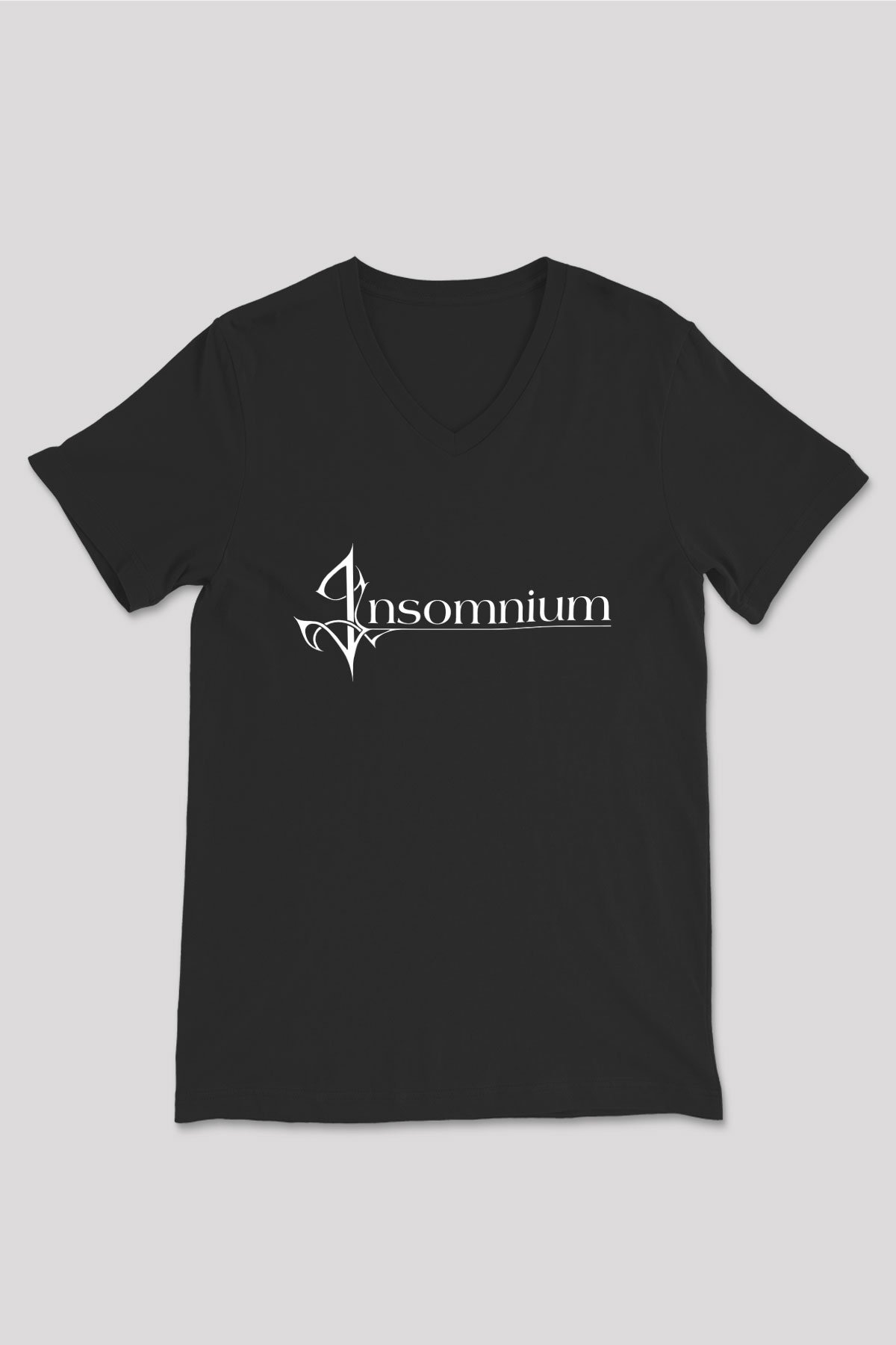 Insomnium Baskılı Unisex Siyah V Yaka Tişört - Tshirt