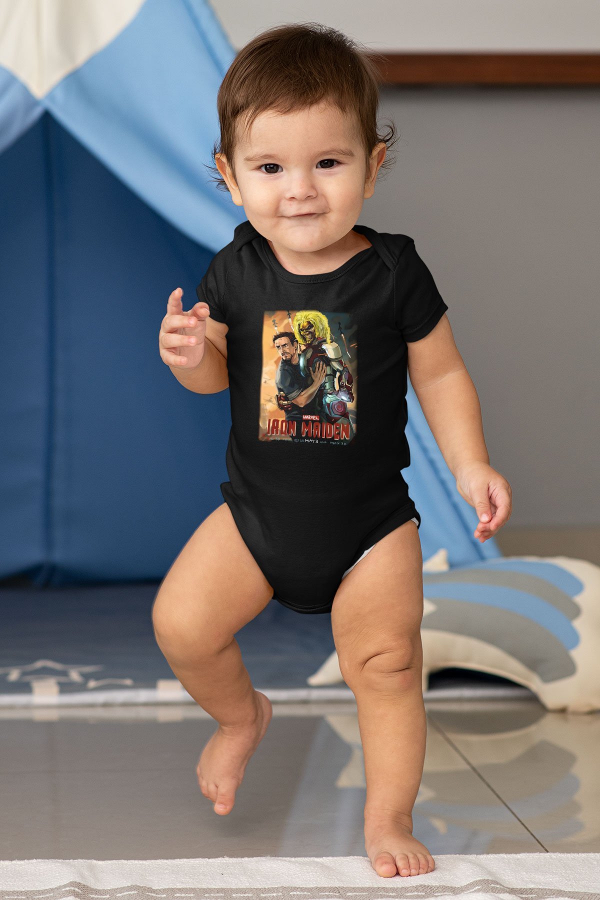 Iron Maiden Baskılı Siyah Bebek Body - Zıbın
