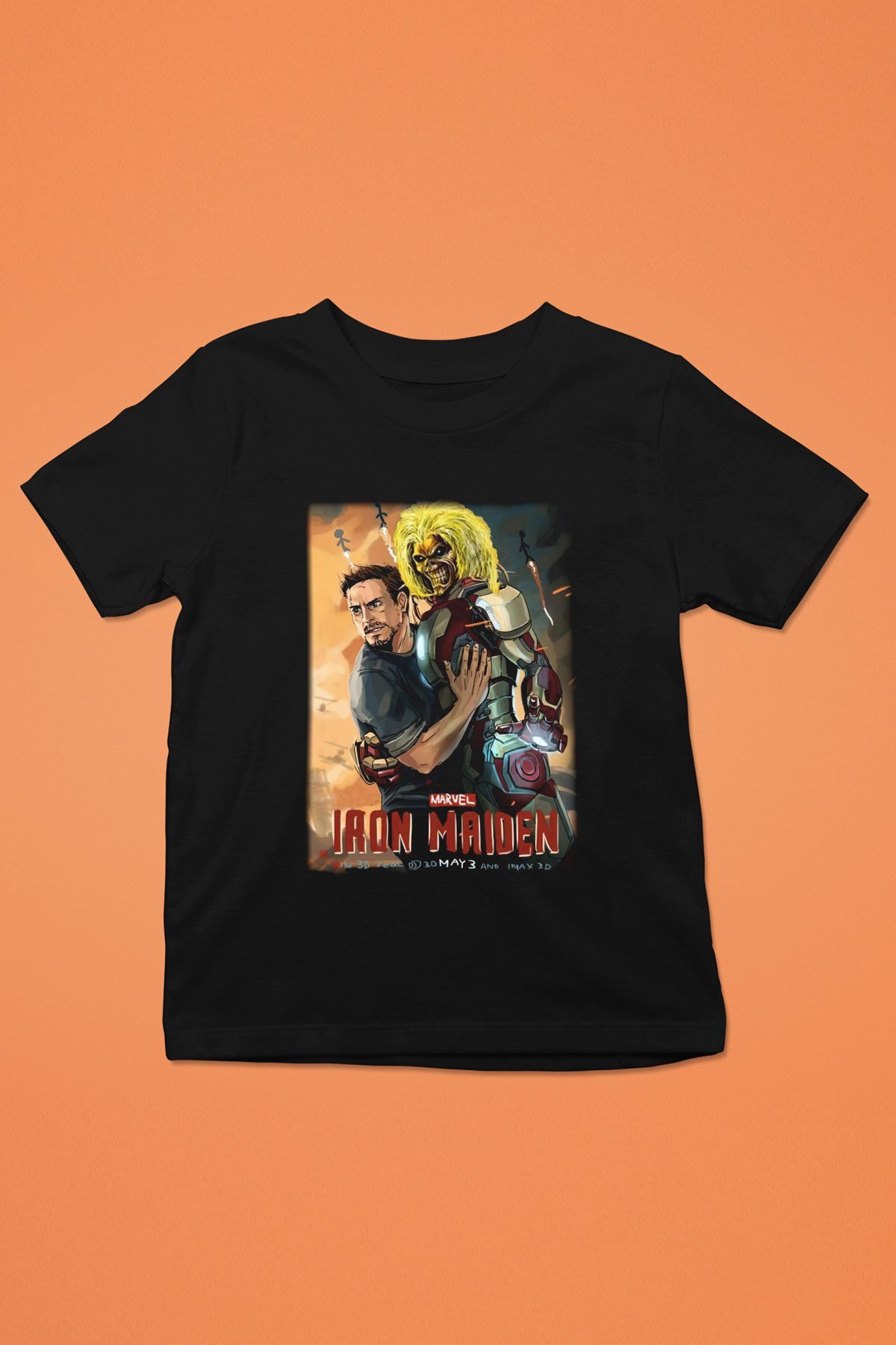 Iron Maiden Baskılı Siyah Unisex Çocuk Tişört