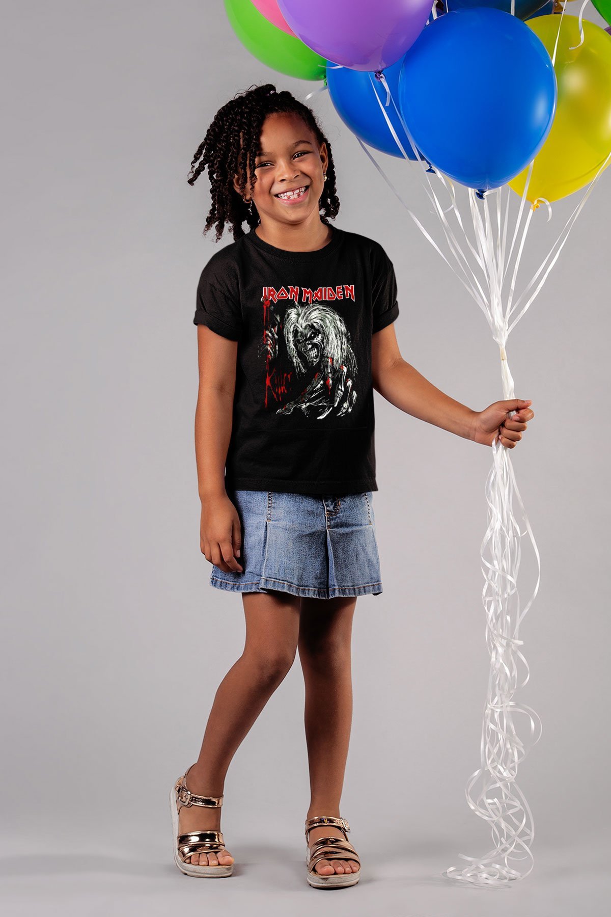 Iron Maiden Baskılı Siyah Unisex Çocuk Tişört