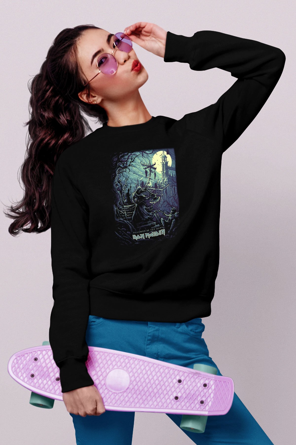 Iron Maiden Hallowed Be Thy Name Siyah Unisex Sweatshirt